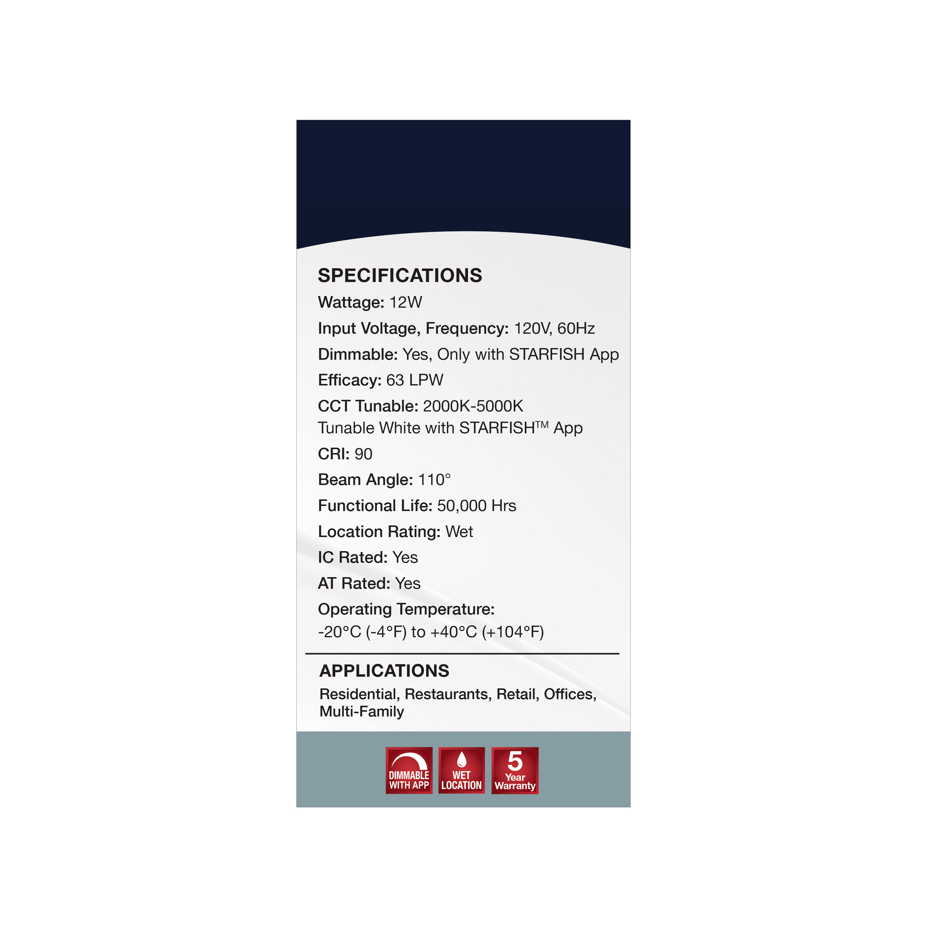 12WLED/DW/6/RGBTW/SQ/WH - S11563