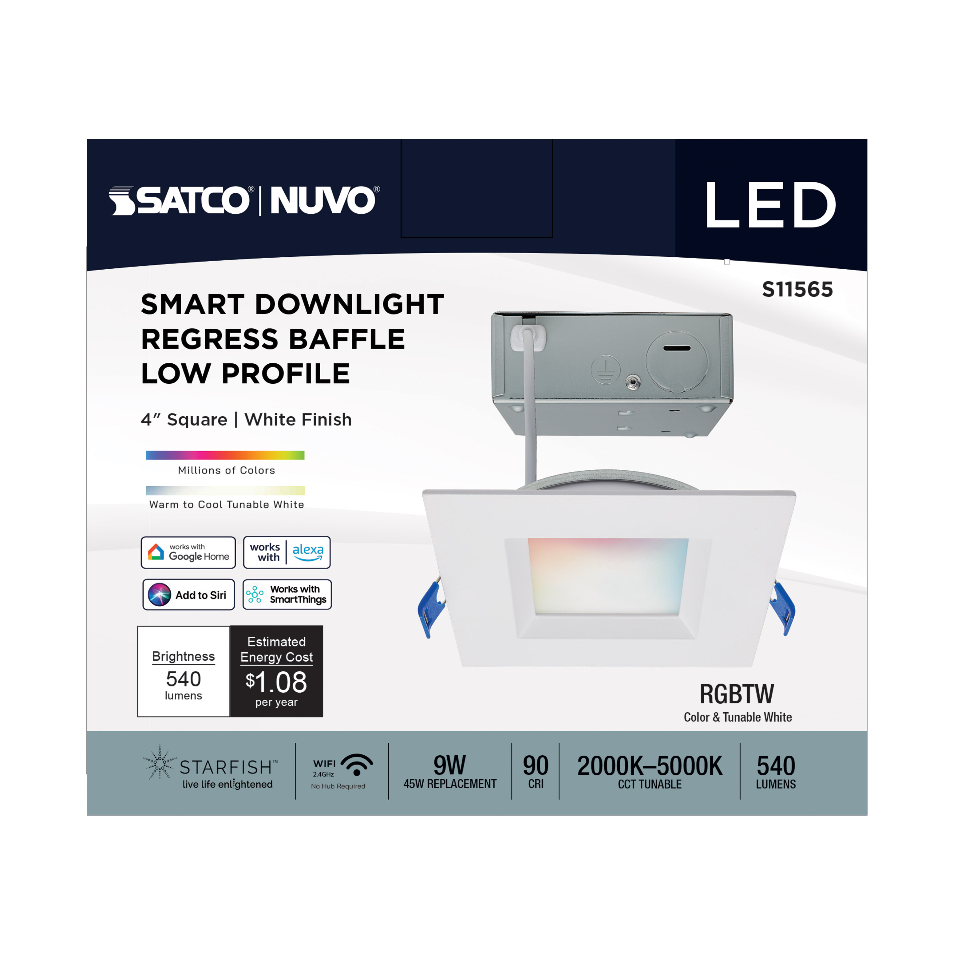 9WLED/DW/4/RGBTW/SQ/RD/WH - S11565