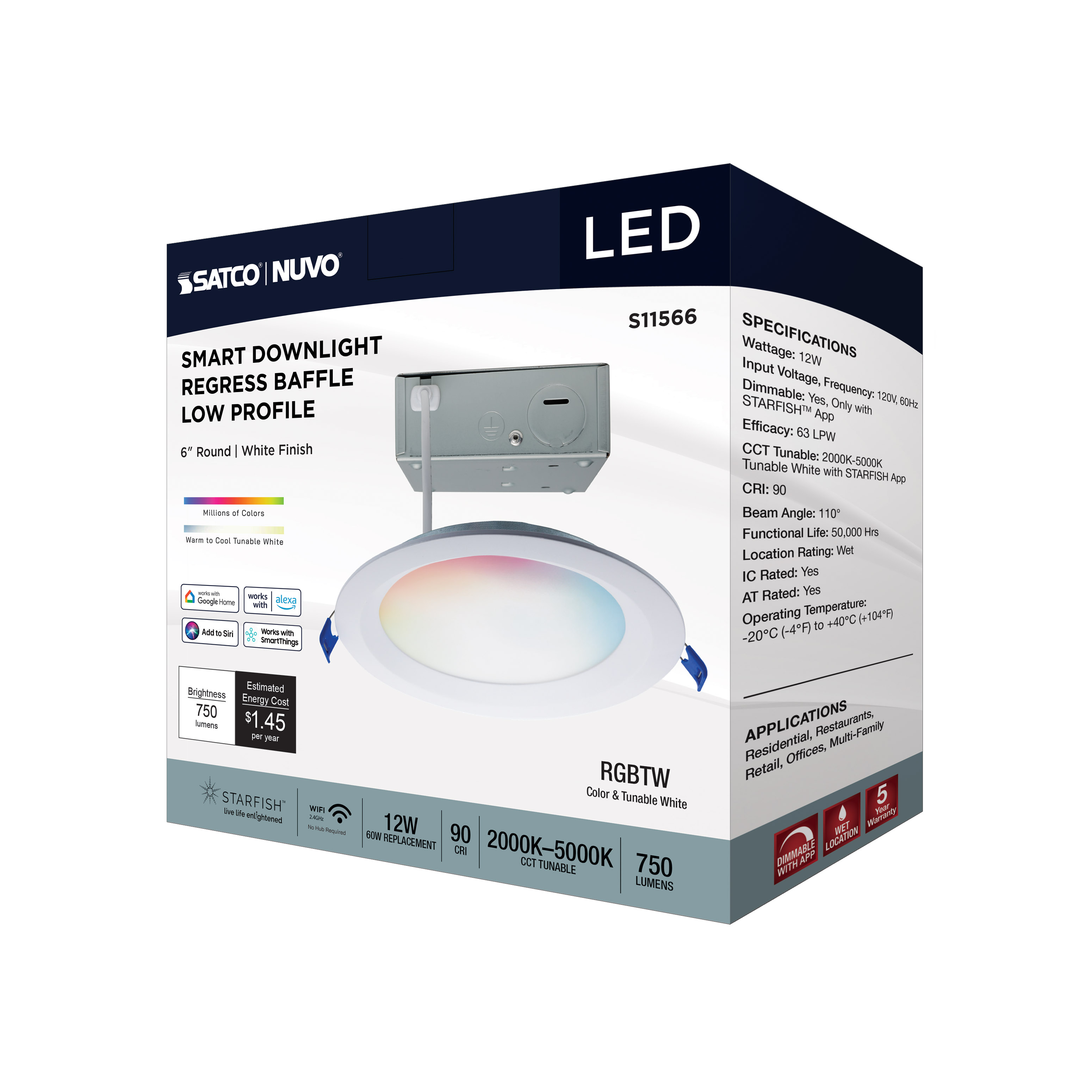 12WLED/DW/6/RGBTW/RND/RD/WH - S11566