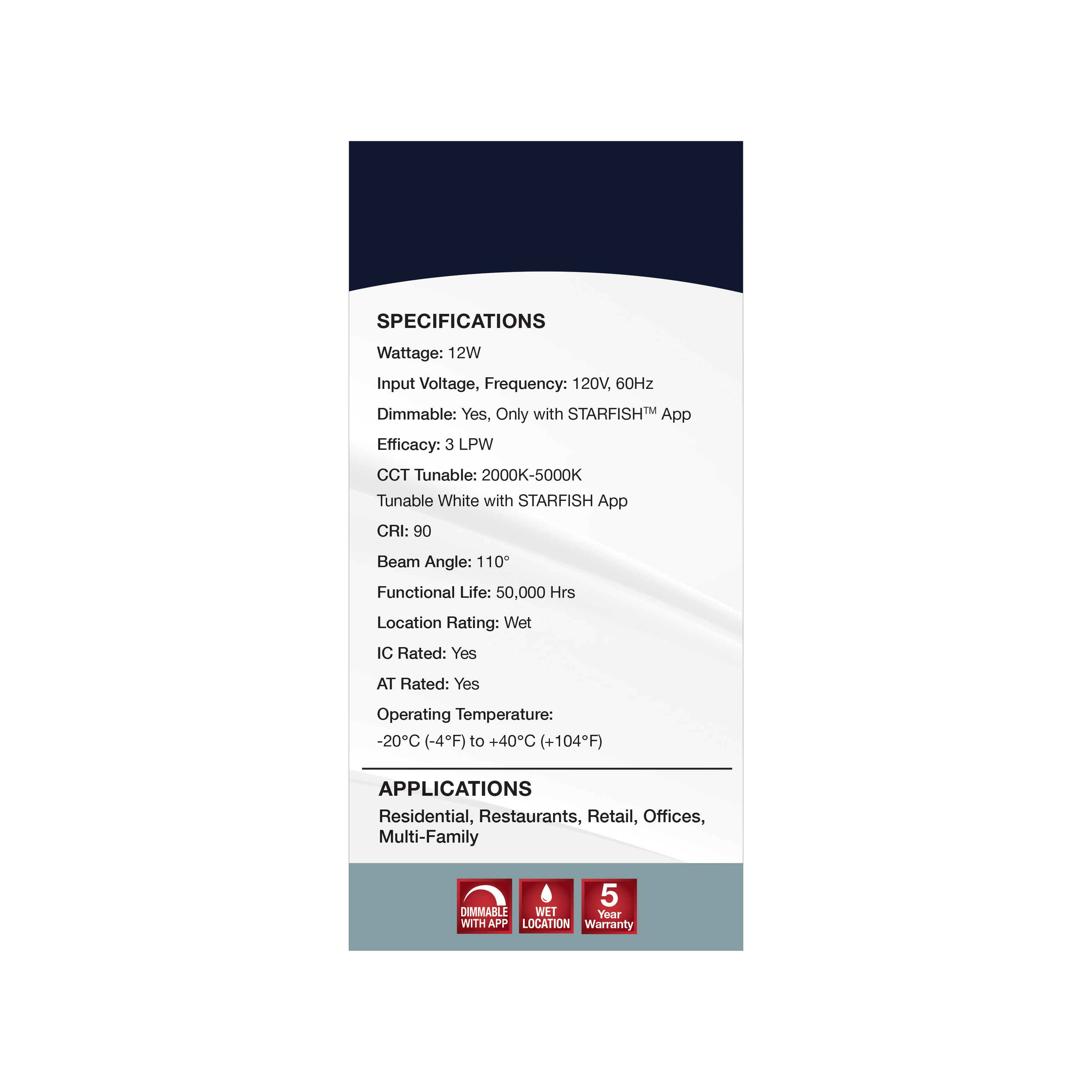 12WLED/DW/6/RGBTW/SQ/RD/WH - S11567