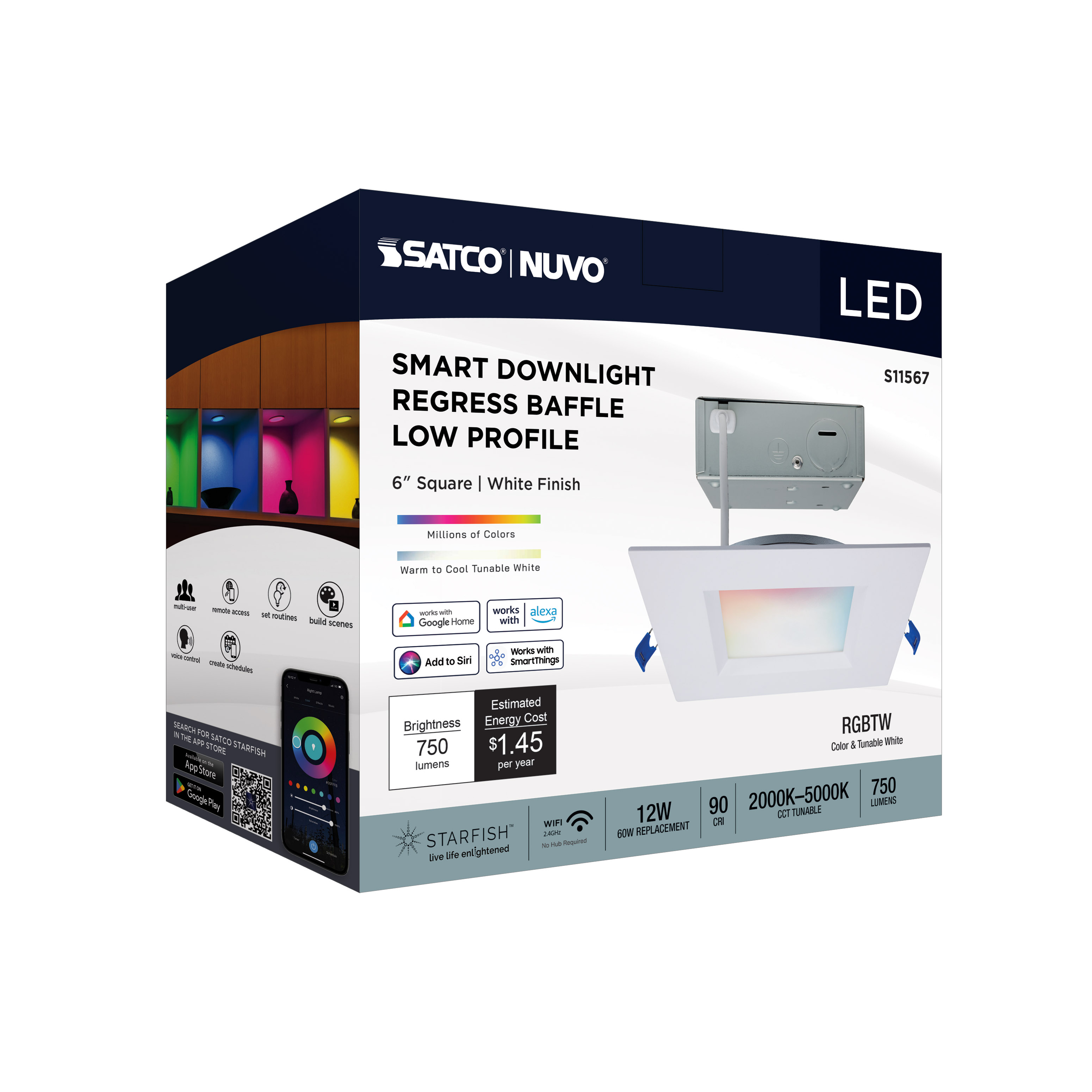 12WLED/DW/6/RGBTW/SQ/RD/WH - S11567