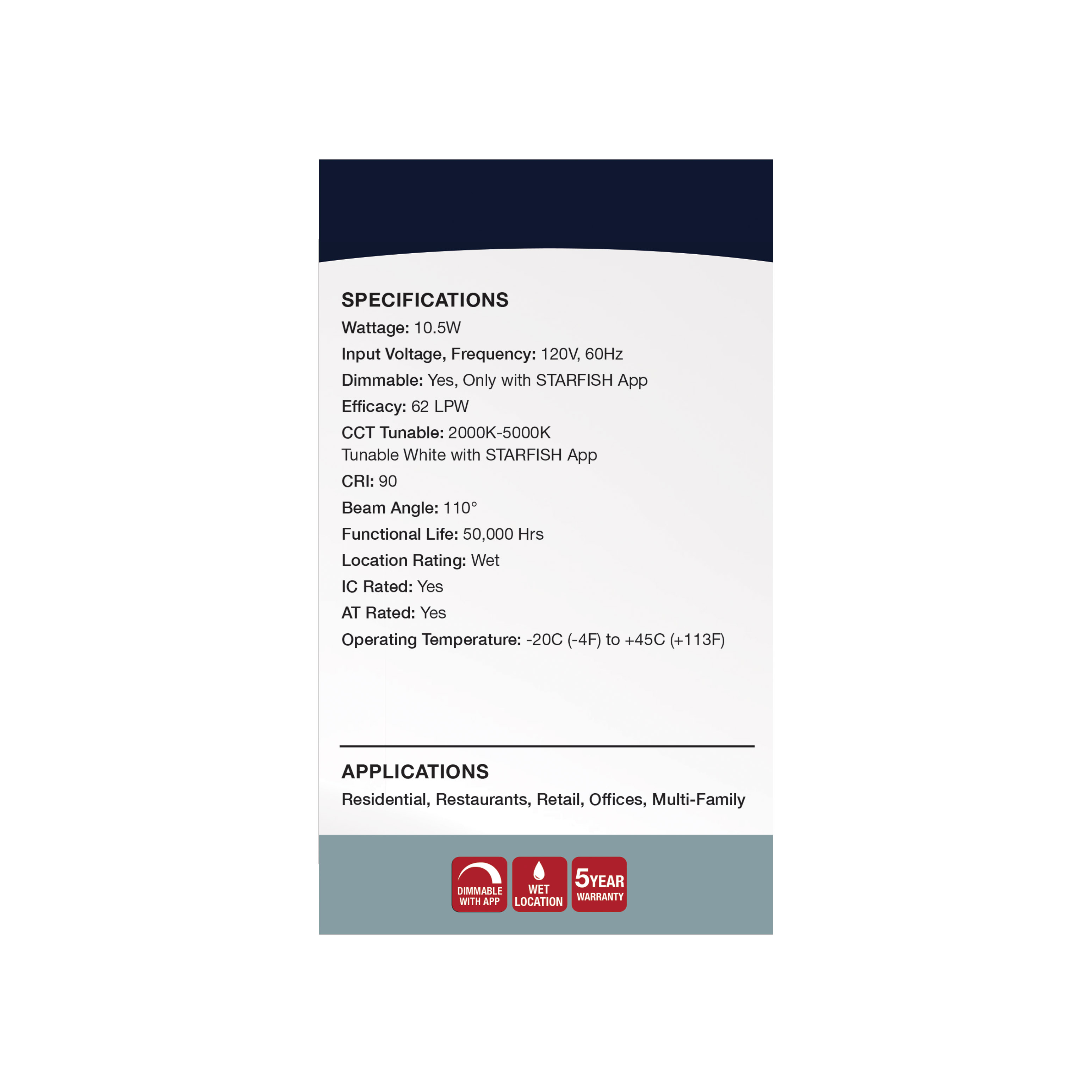 10.5WLED/RDL/4/RGBTW/RND/WH - S11568