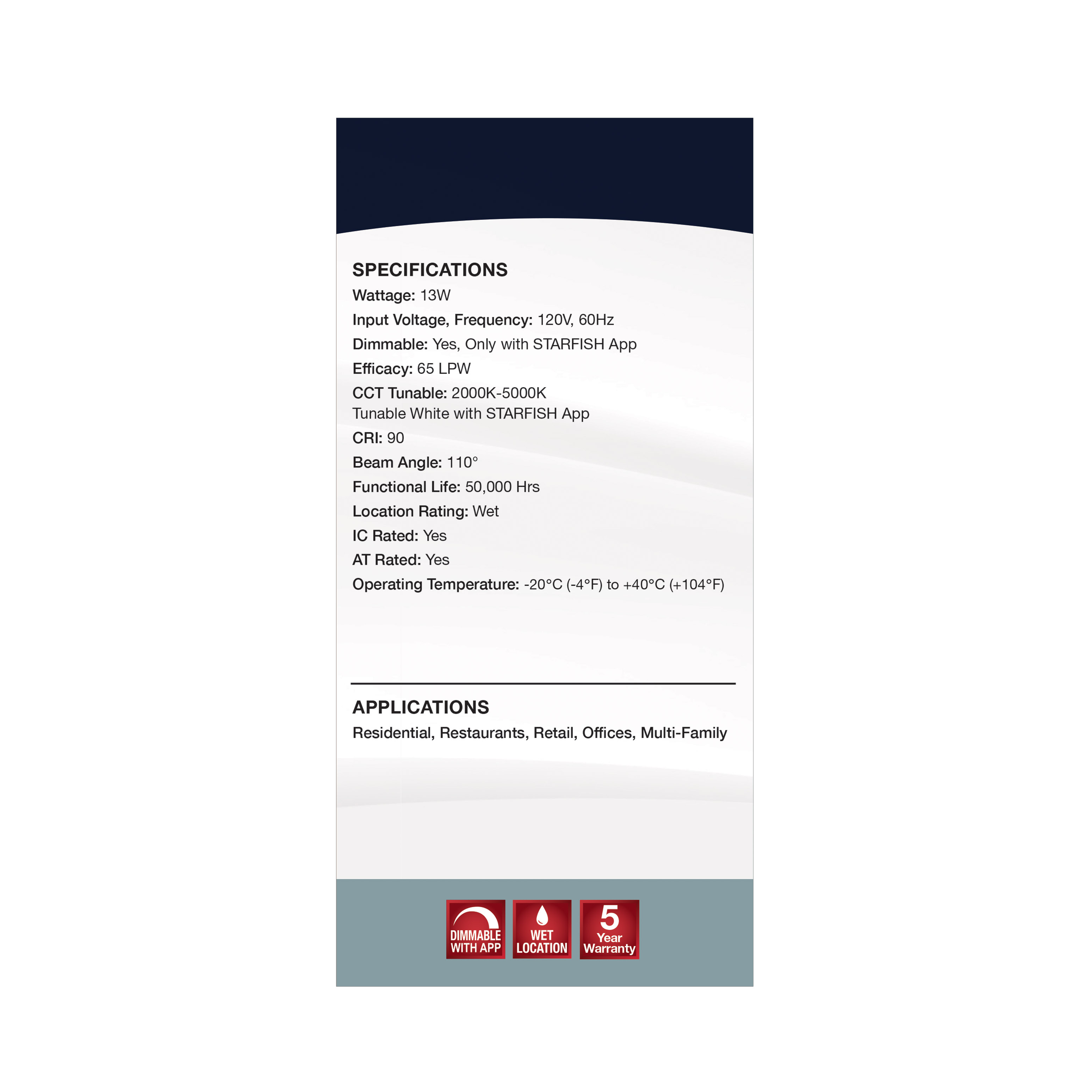 13WLED/RDL/5-6/RGBTW/RND/WH - S11570