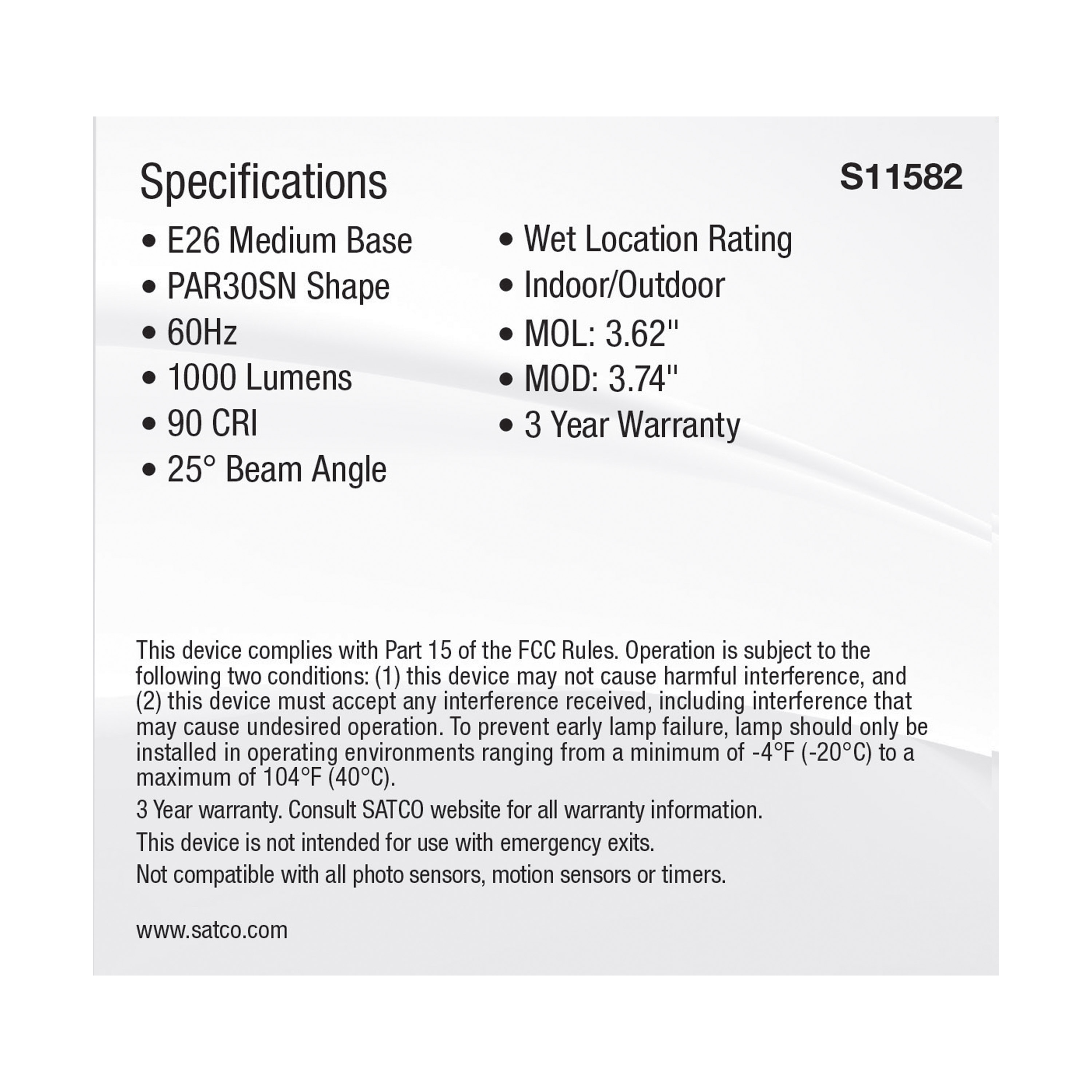 11PAR30SN/LED/5CCT/SP/120V - S11582