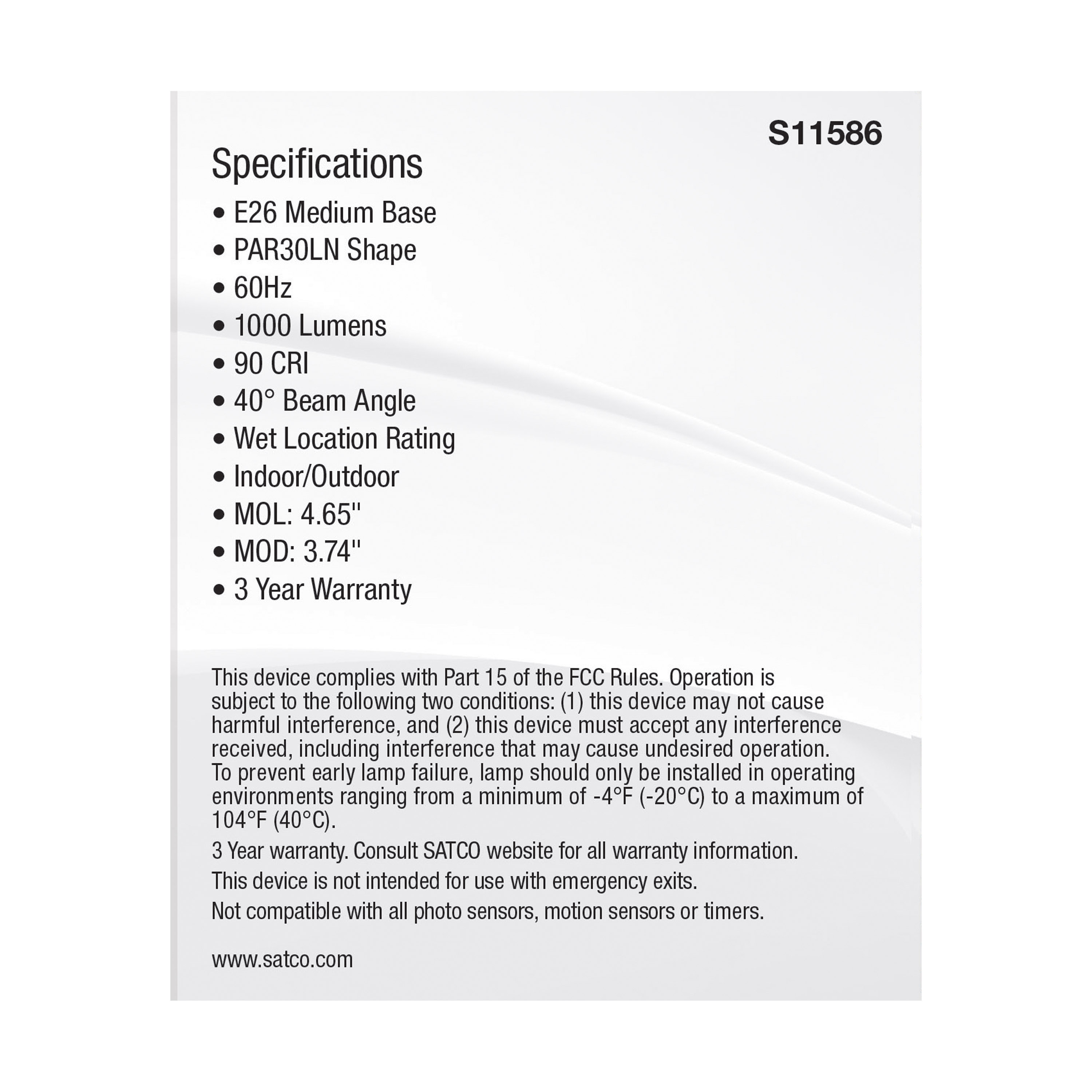 11PAR30LN/LED/5CCT/FL/120V - S11586