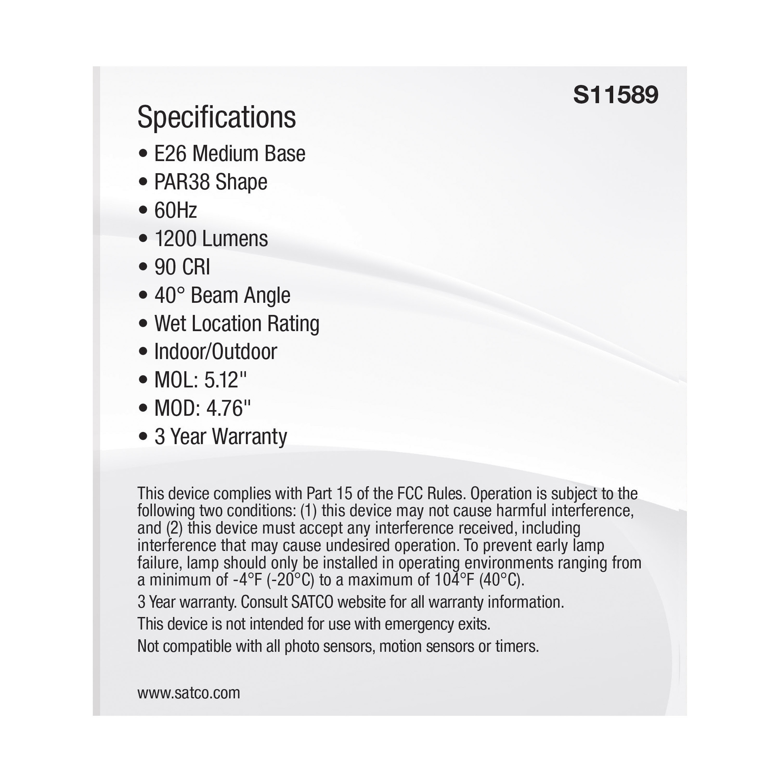 13.3PAR38/LED/5CCT/FL/120V - S11589