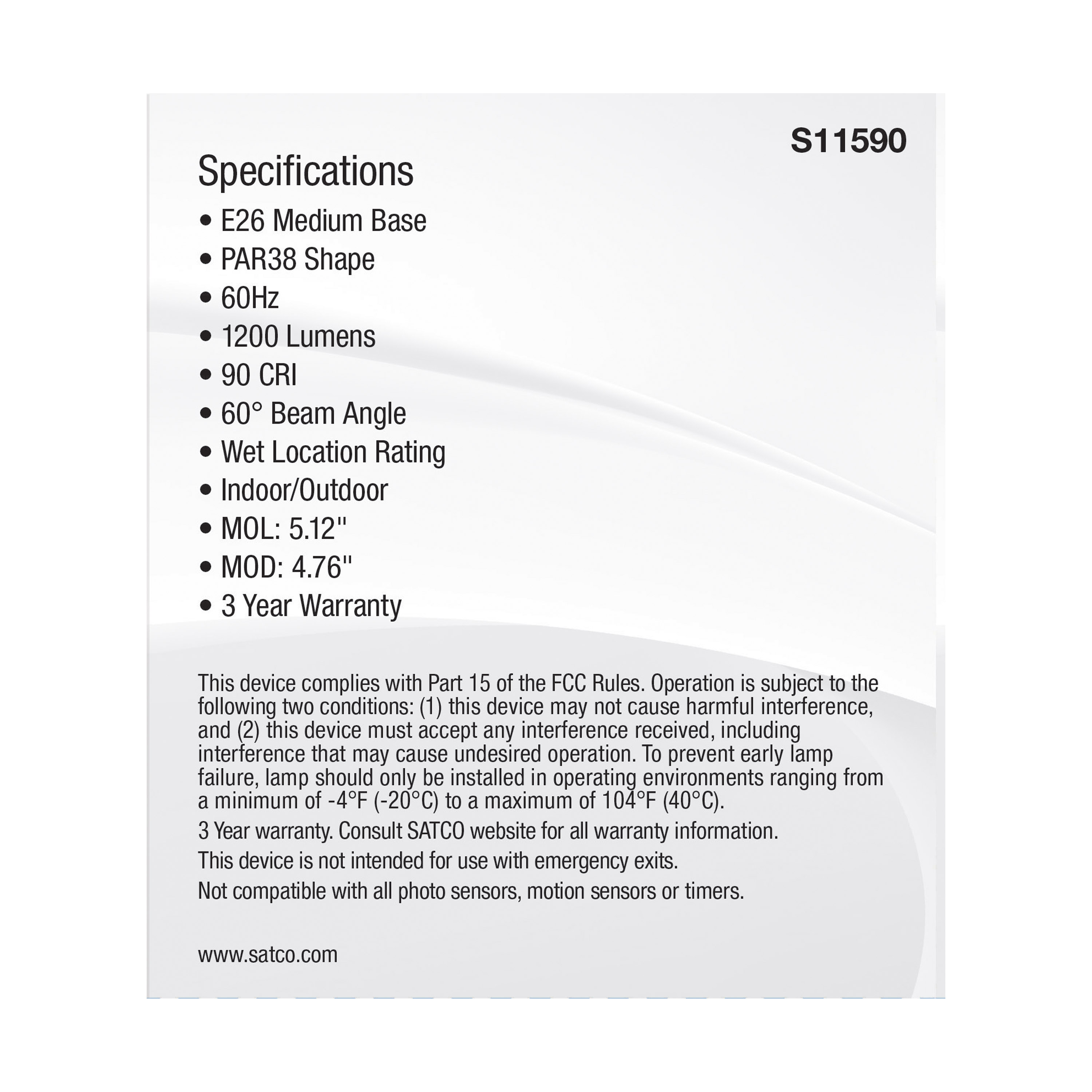 13.3PAR38/LED/5CCT/WFL/120V - S11590