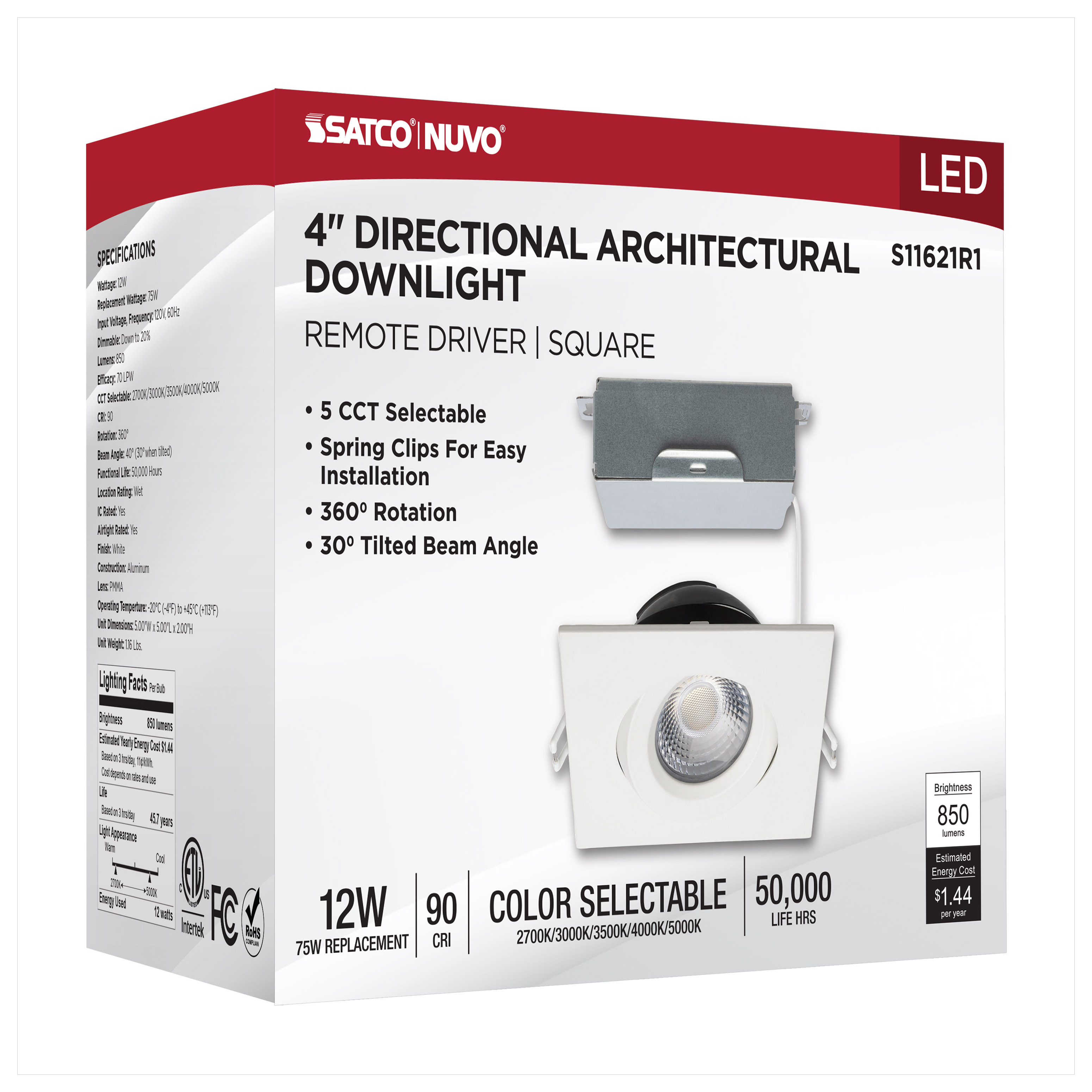 12W/DW/GBL/4/CCT/SQ/RD/WH - S11621R1