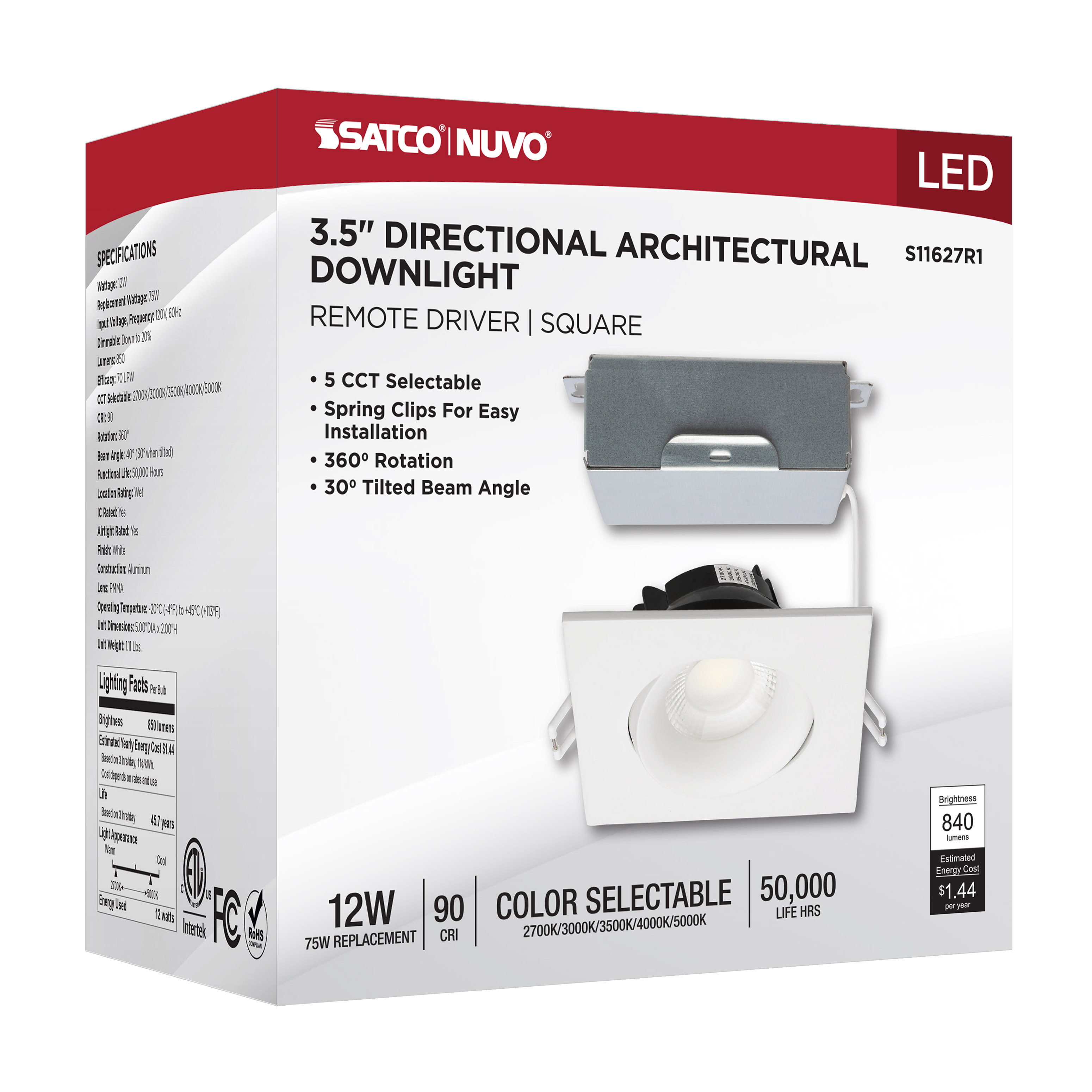 12W/DW/GBL/3.5/CCT/SQ/RD/WH - S11627R1