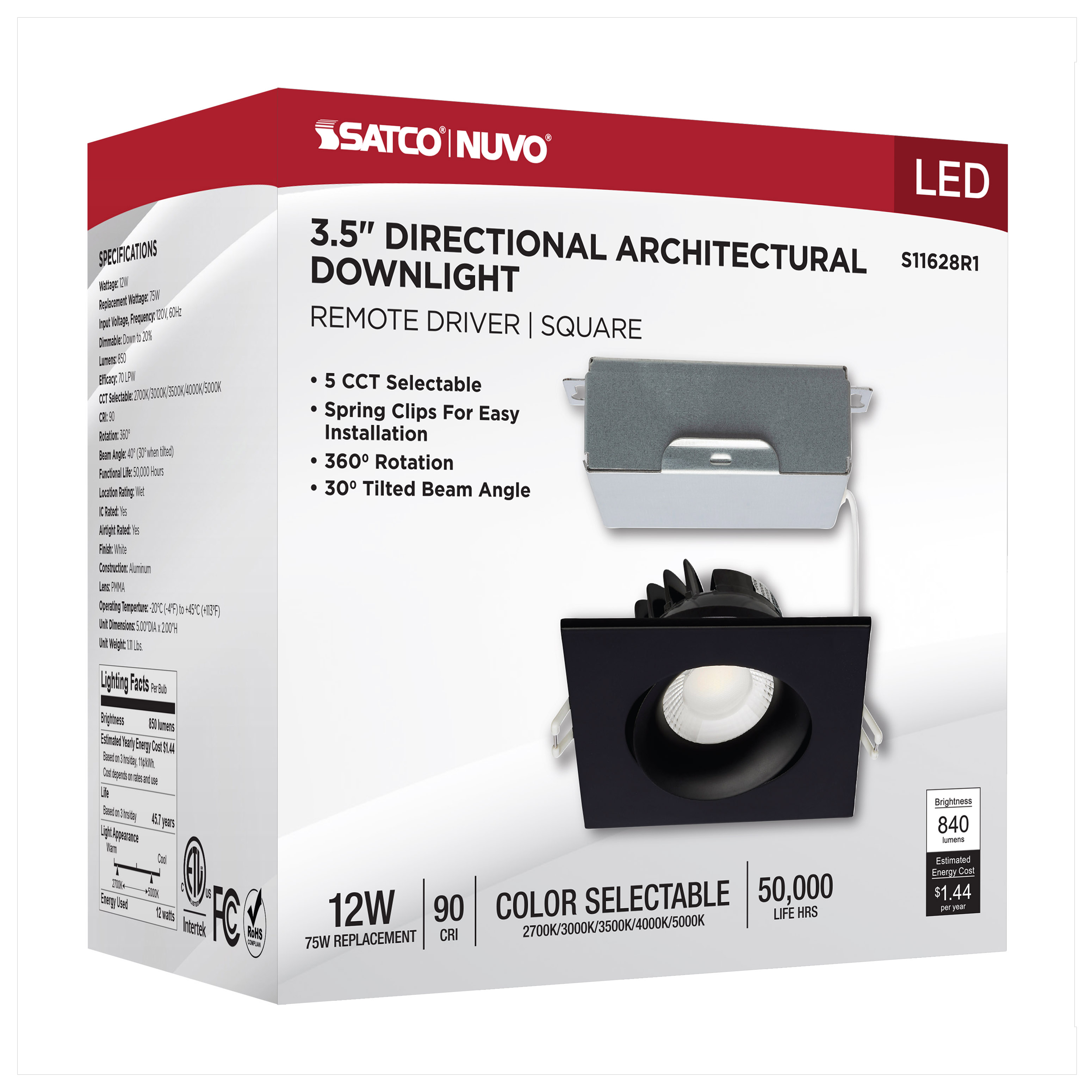 12W/DW/GBL/3.5/CCT/SQ/RD/BK - S11628R1