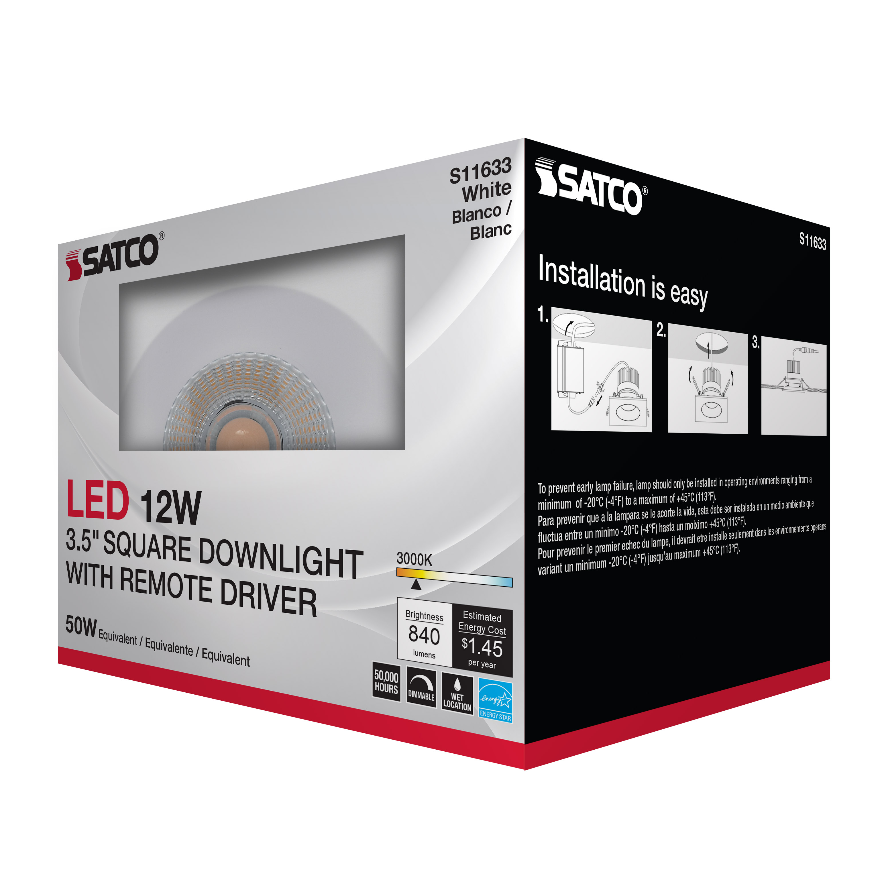 12WLED/DW/DNL3/930/SQ/RD/WH - S11633