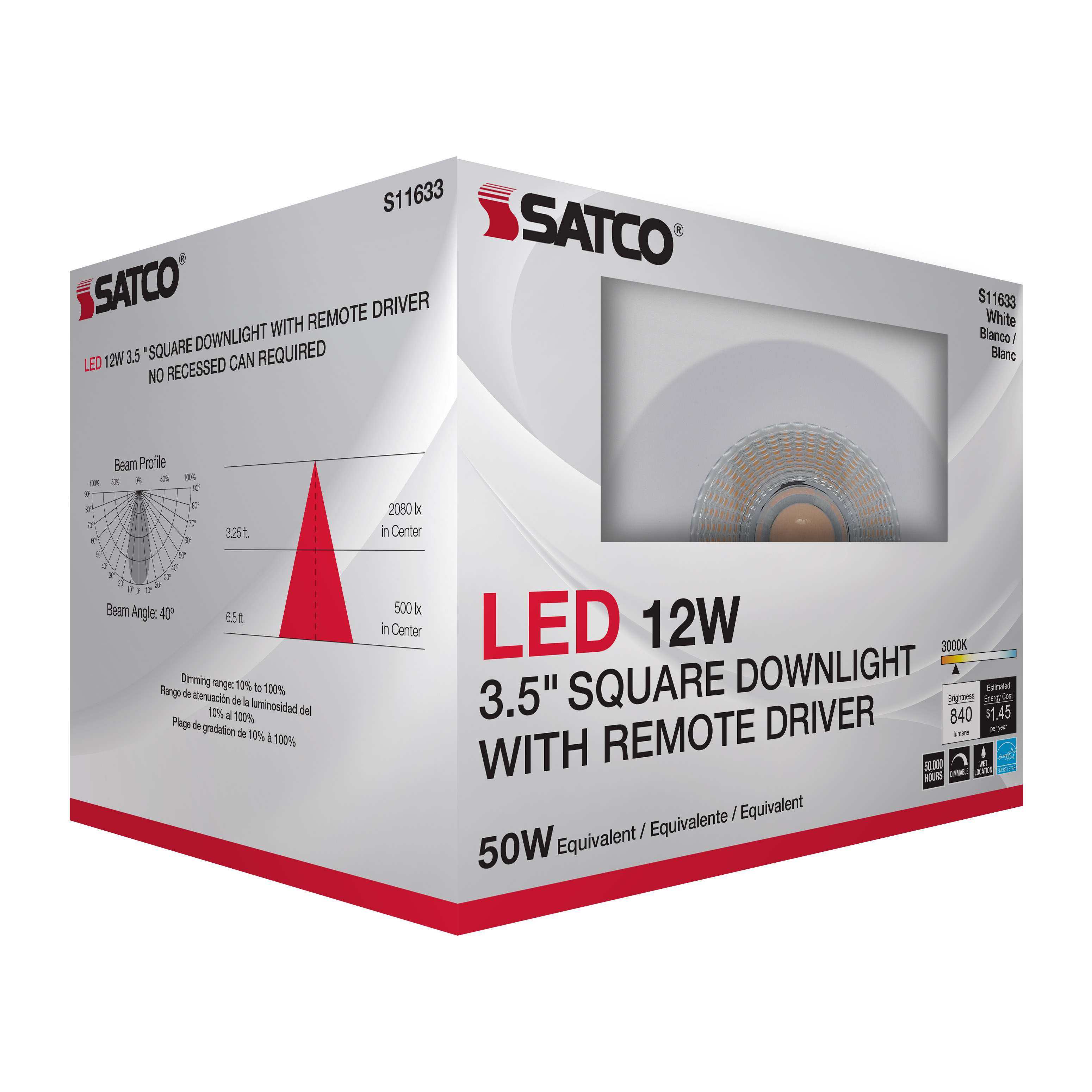 12WLED/DW/DNL3/930/SQ/RD/WH - S11633