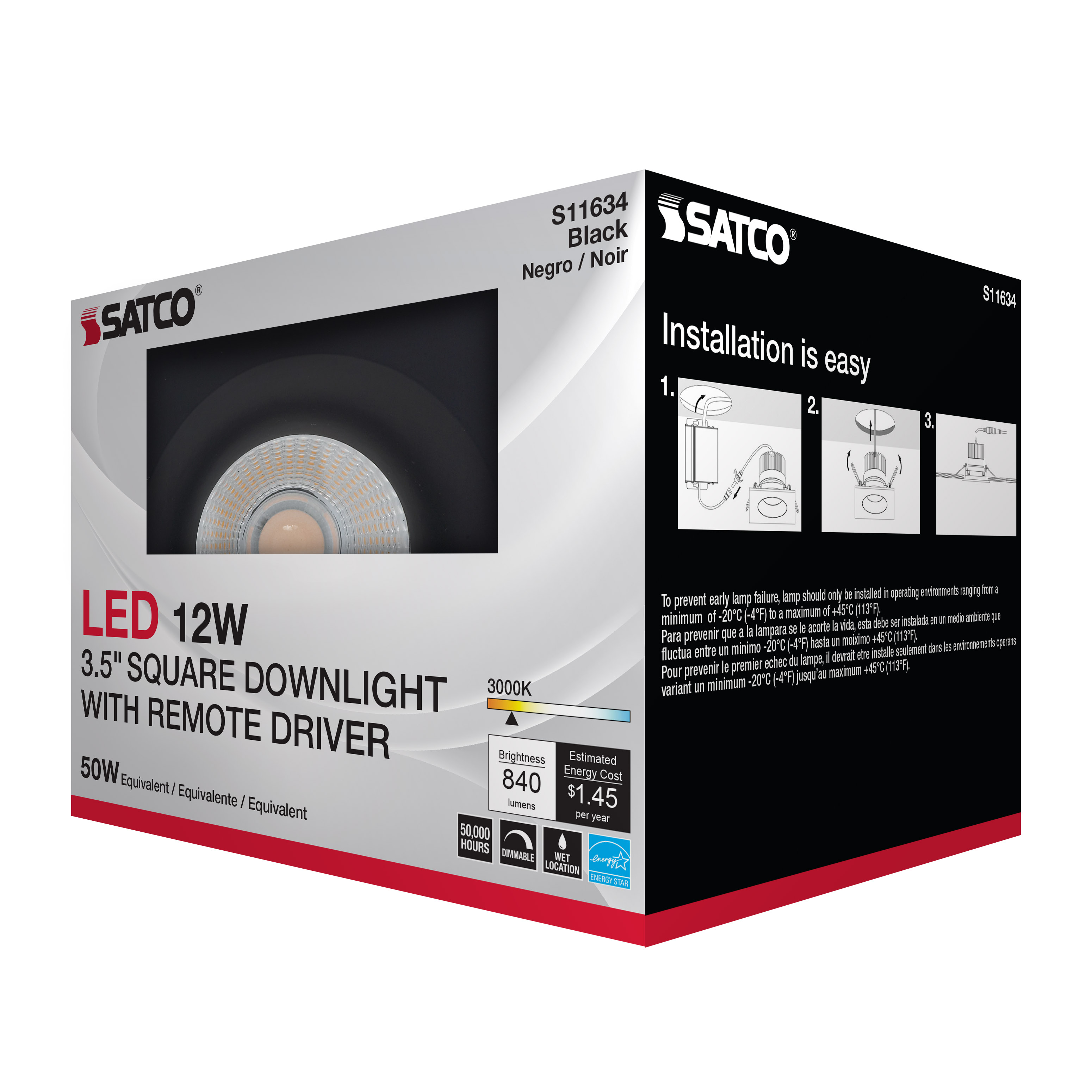 12WLED/DW/DNL3/930/SQ/RD/BK - S11634