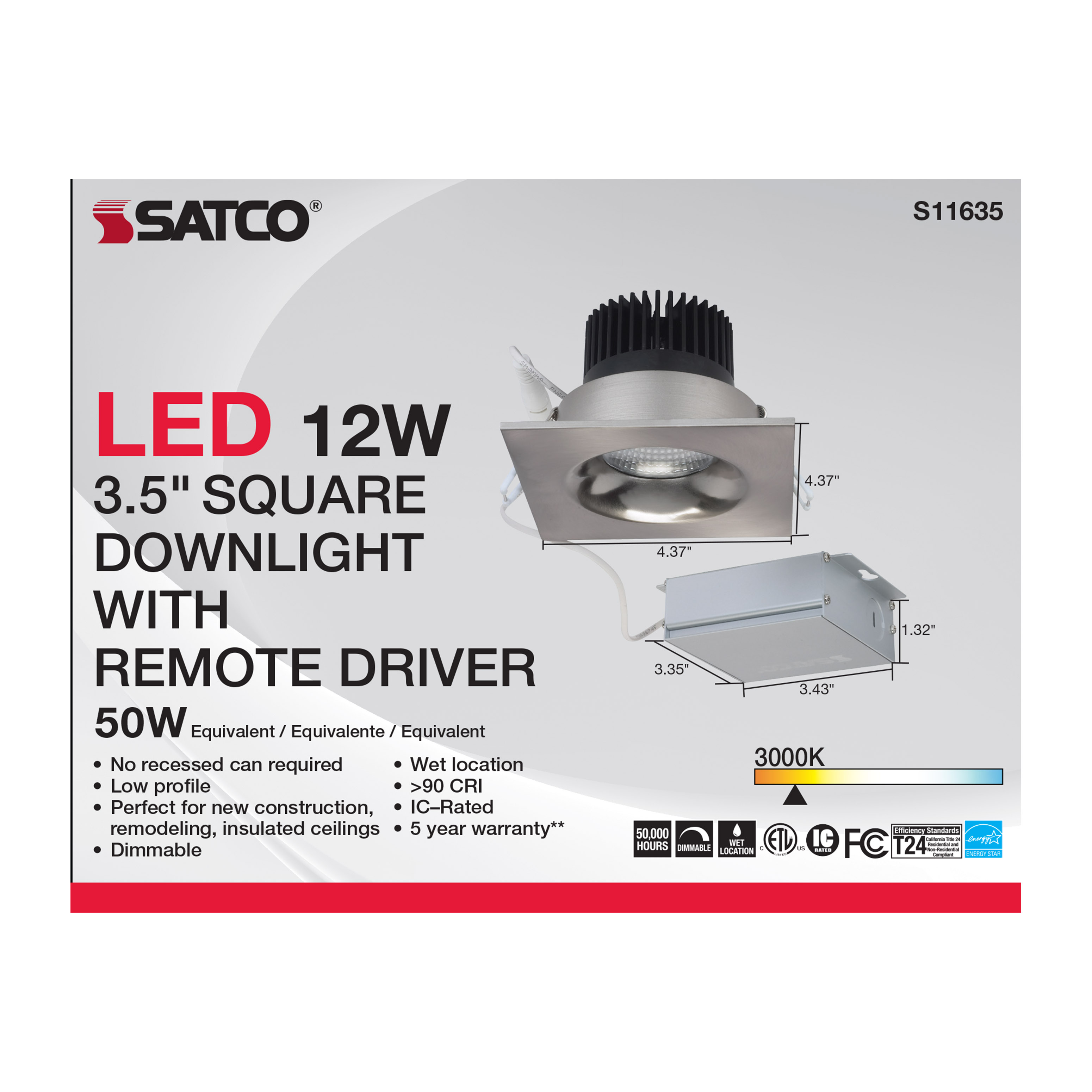 12WLED/DW/DNL3/930/SQ/RD/BN - S11635