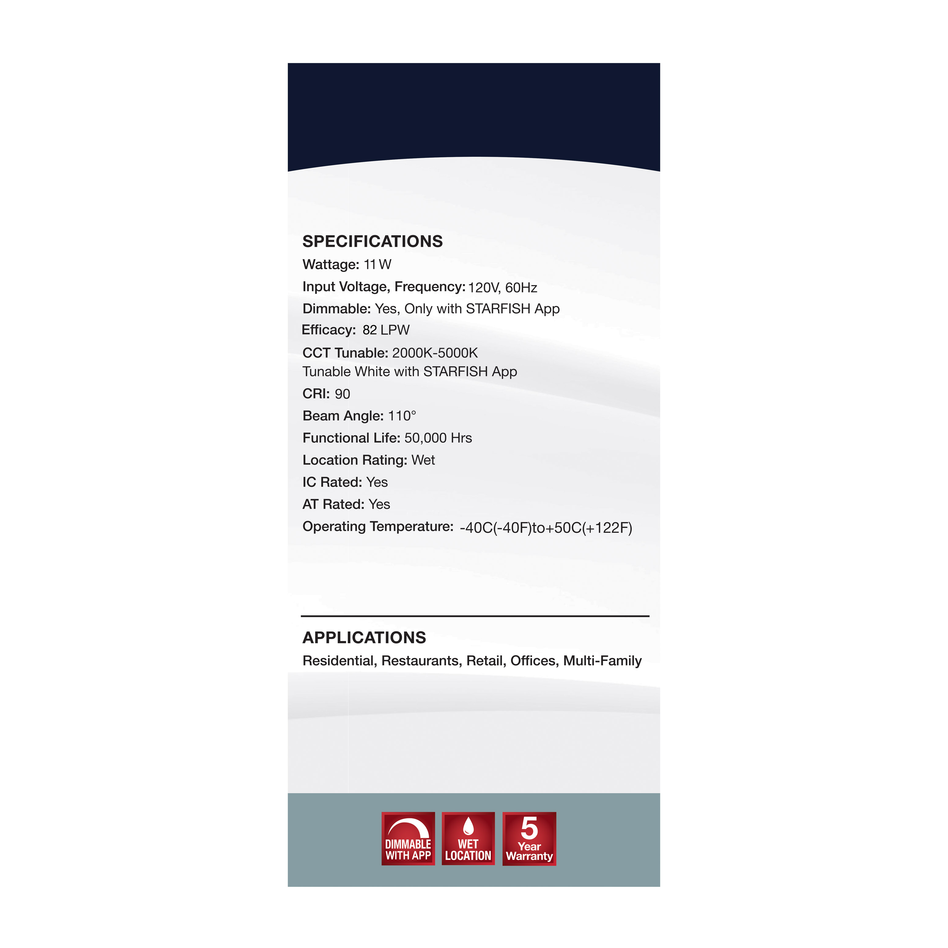 11WLED/RDL/5-6/RGBTW/RND/WH - S11639