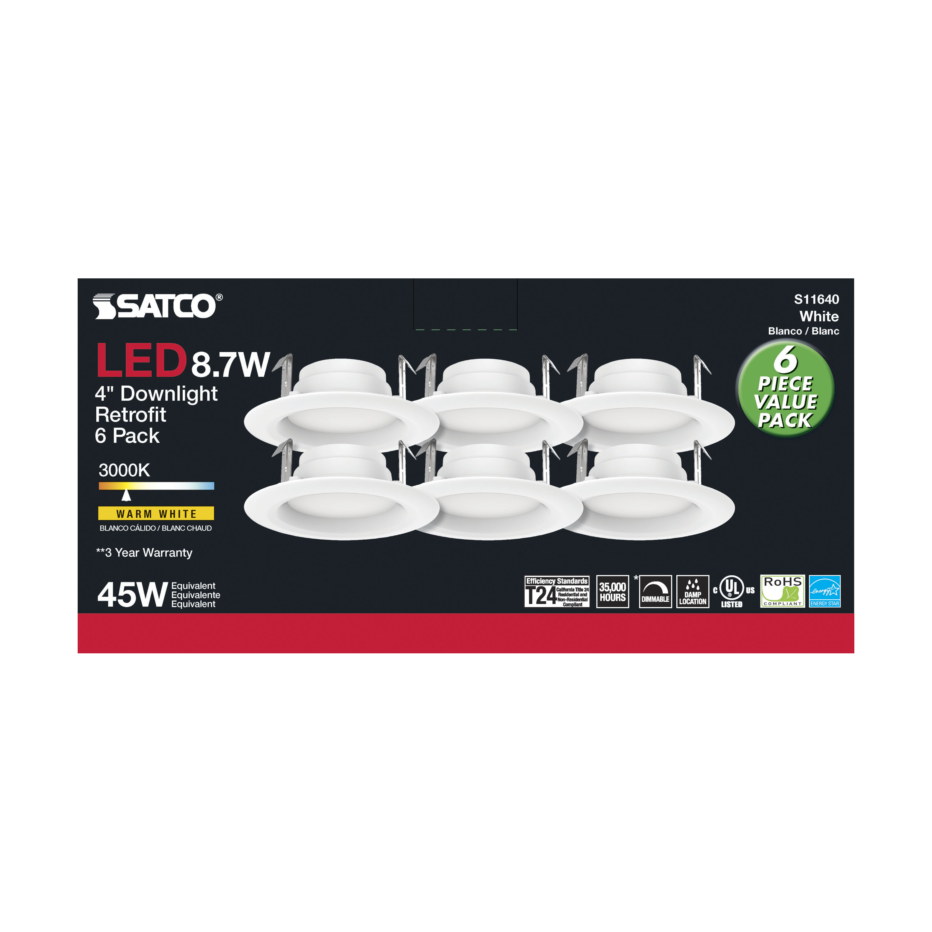 8.7WLED/RDL/4/930/120V/6PK - S11640