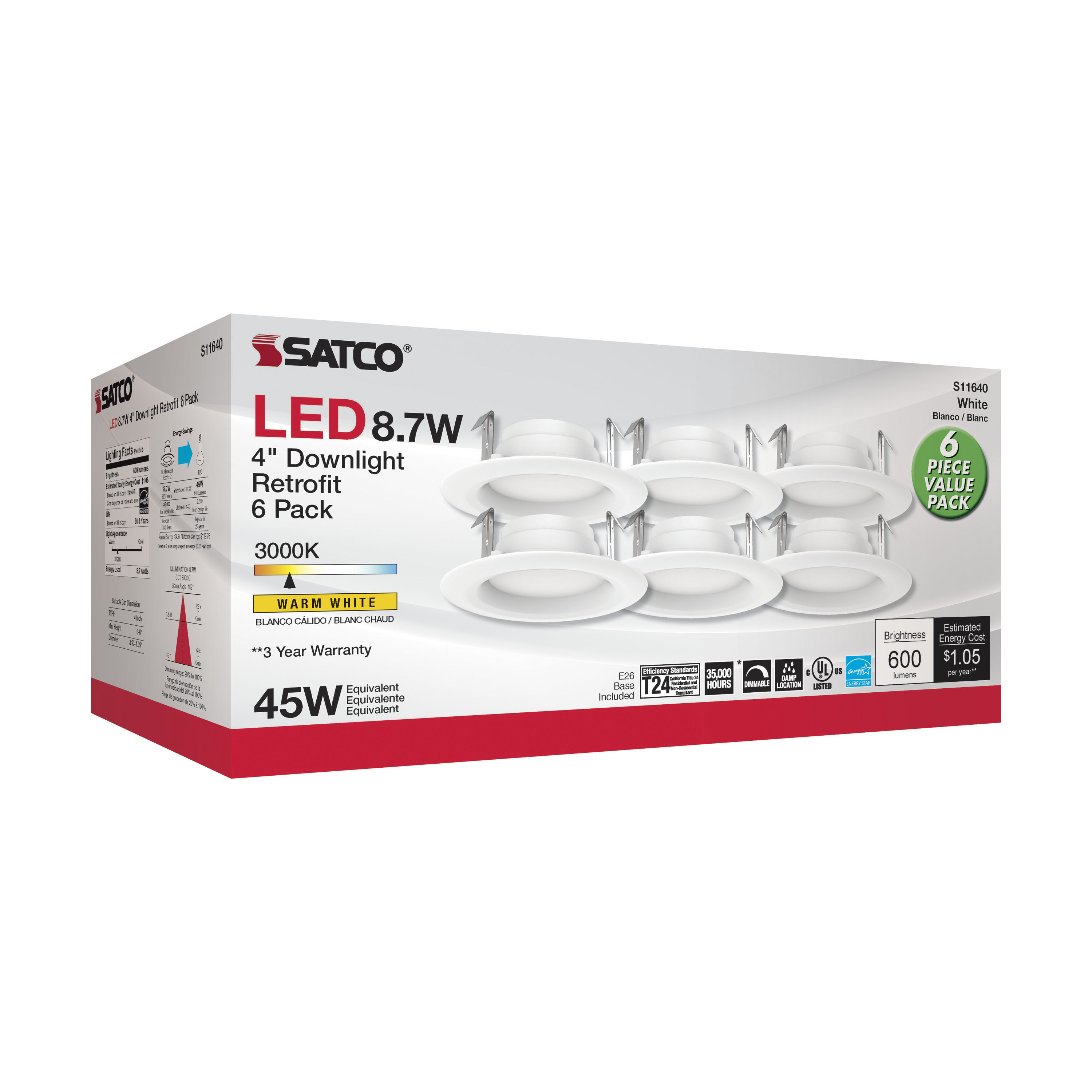 8.7WLED/RDL/4/930/120V/6PK - S11640