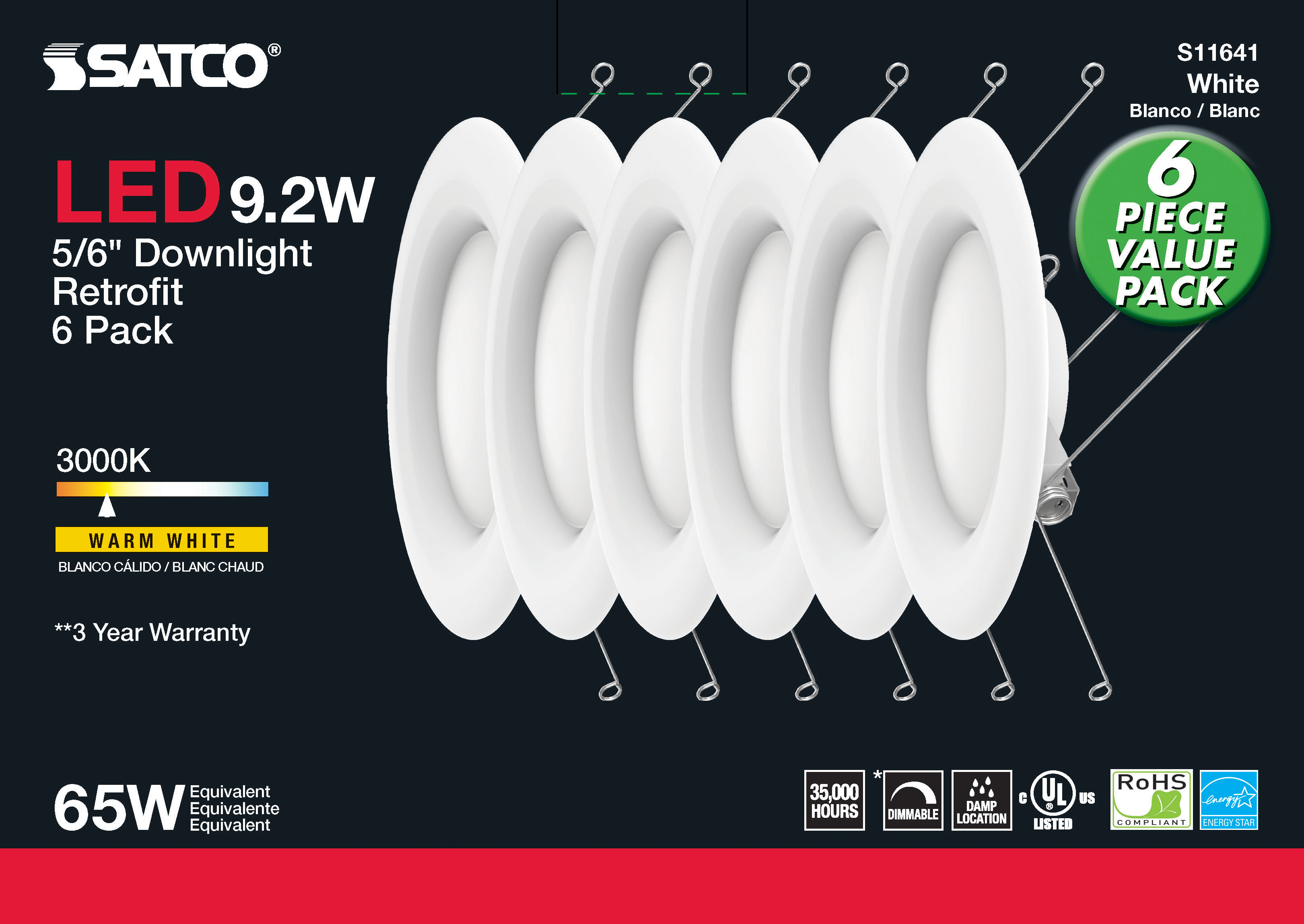 9.2WLED/RDL/5-6/930/120V/6PK - S11641