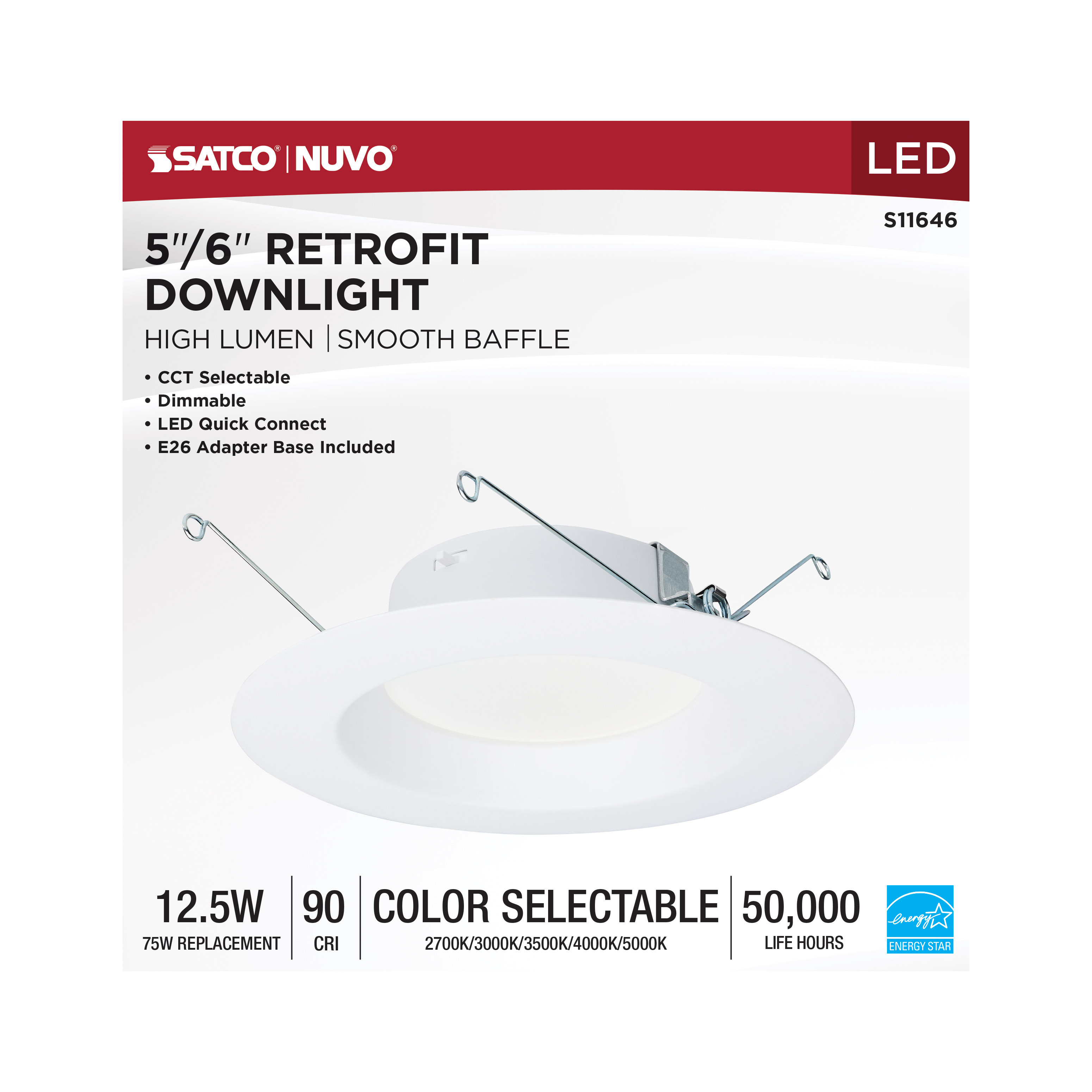 12.5WLED/DLR/5-6/CCT-SEL/RD/WH - S11646