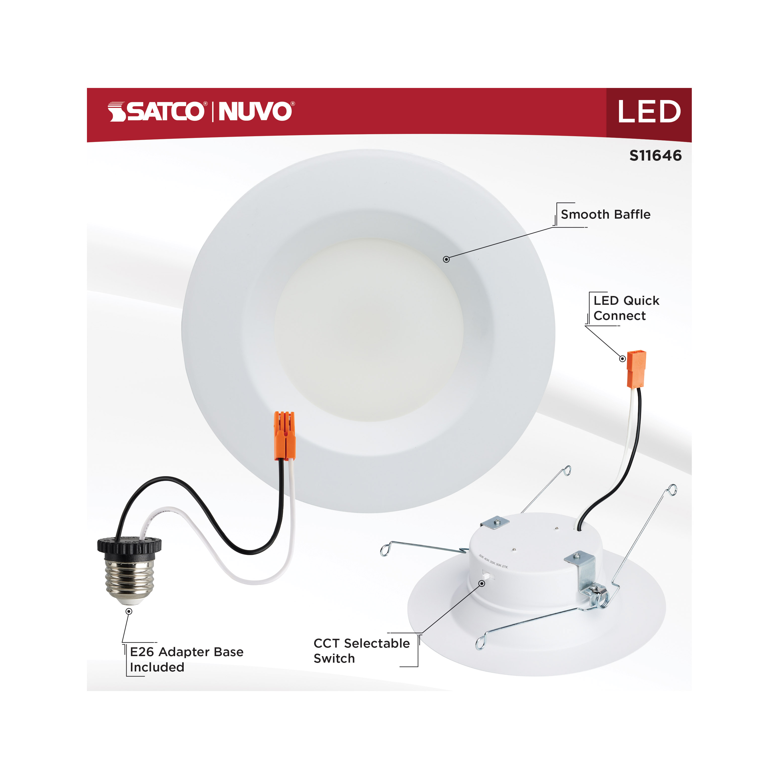 12.5WLED/DLR/5-6/CCT-SEL/RD/WH - S11646