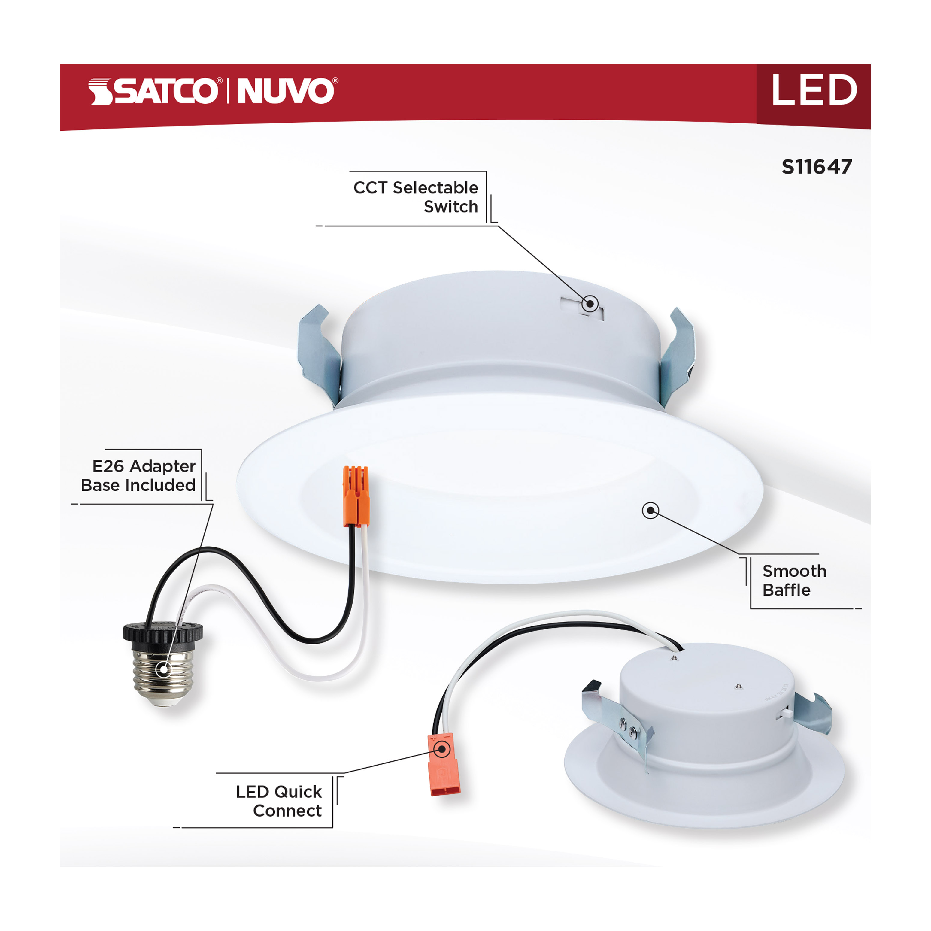 10WLED/DLR/4/CCT-SEL/RD/WH - S11647