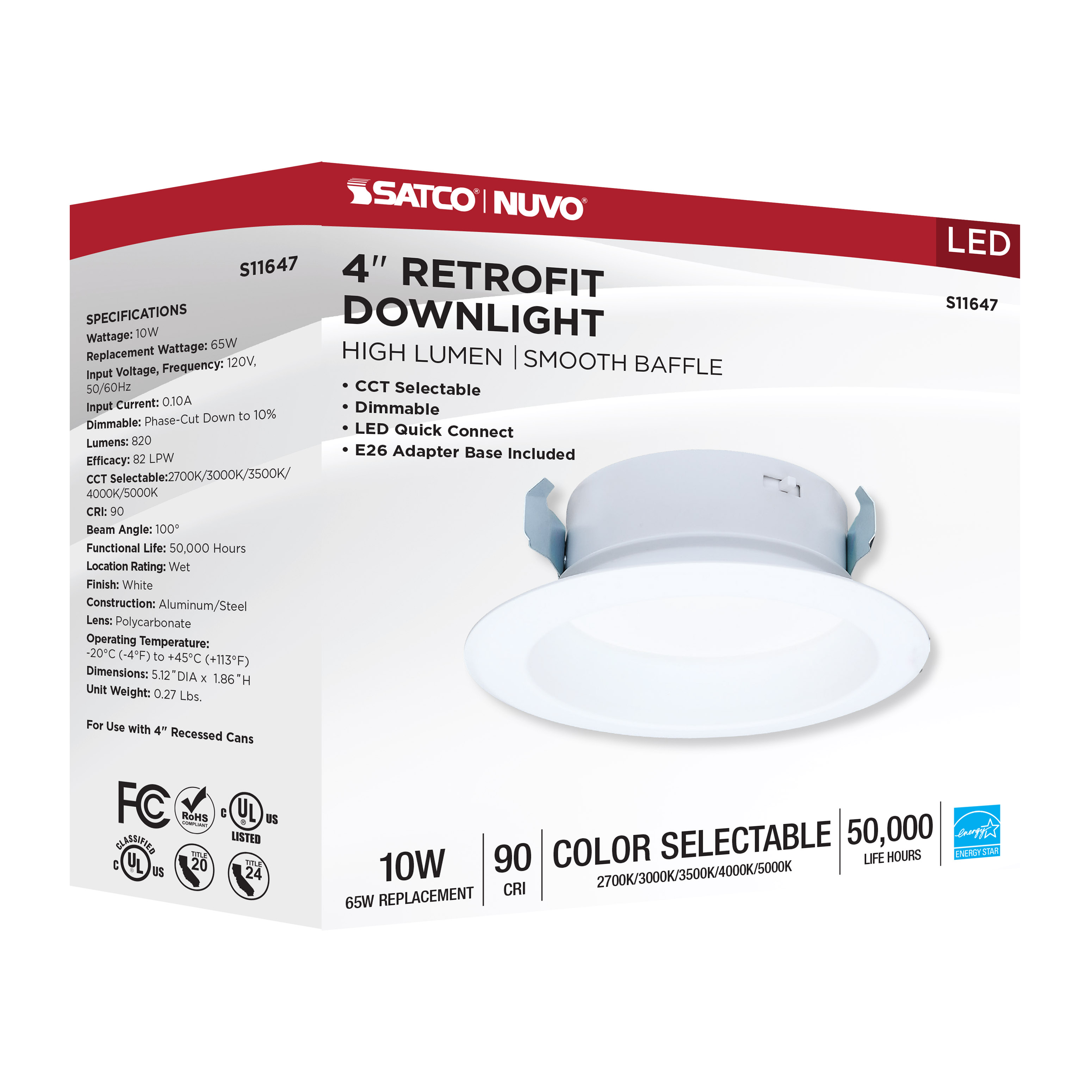 10WLED/DLR/4/CCT-SEL/RD/WH - S11647