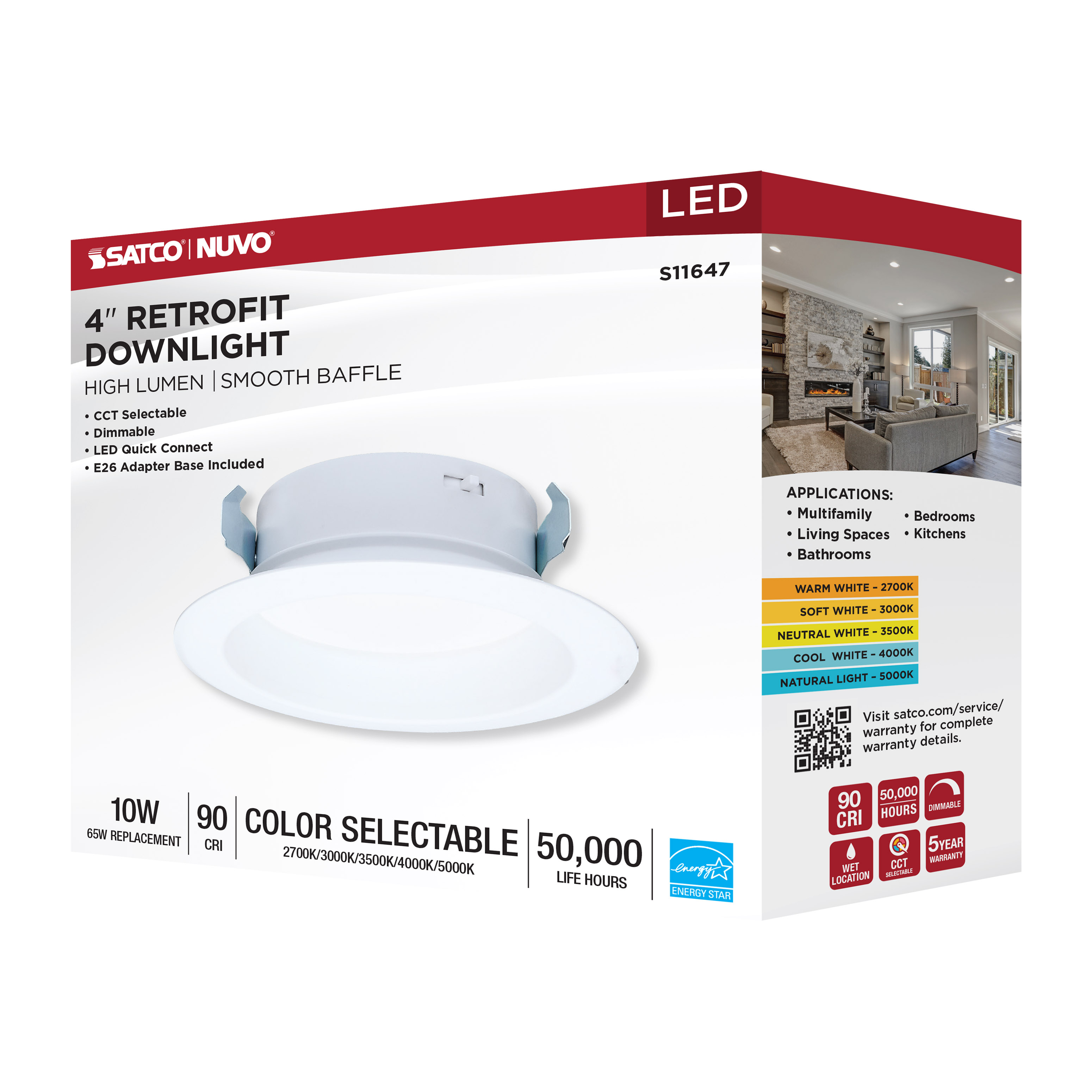 10WLED/DLR/4/CCT-SEL/RD/WH - S11647