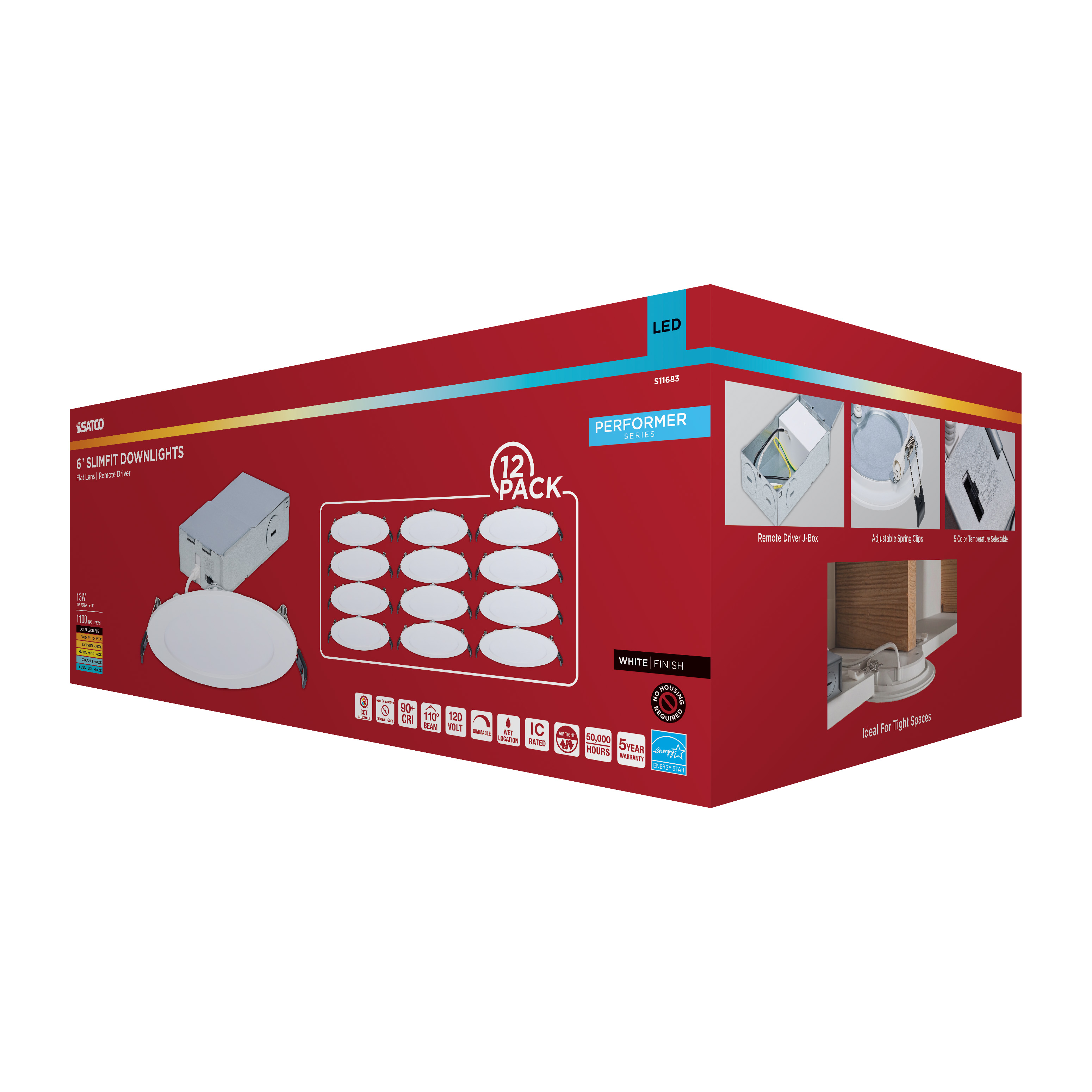 13W/DL/6/RND/CCT/WH/12PK - S11683