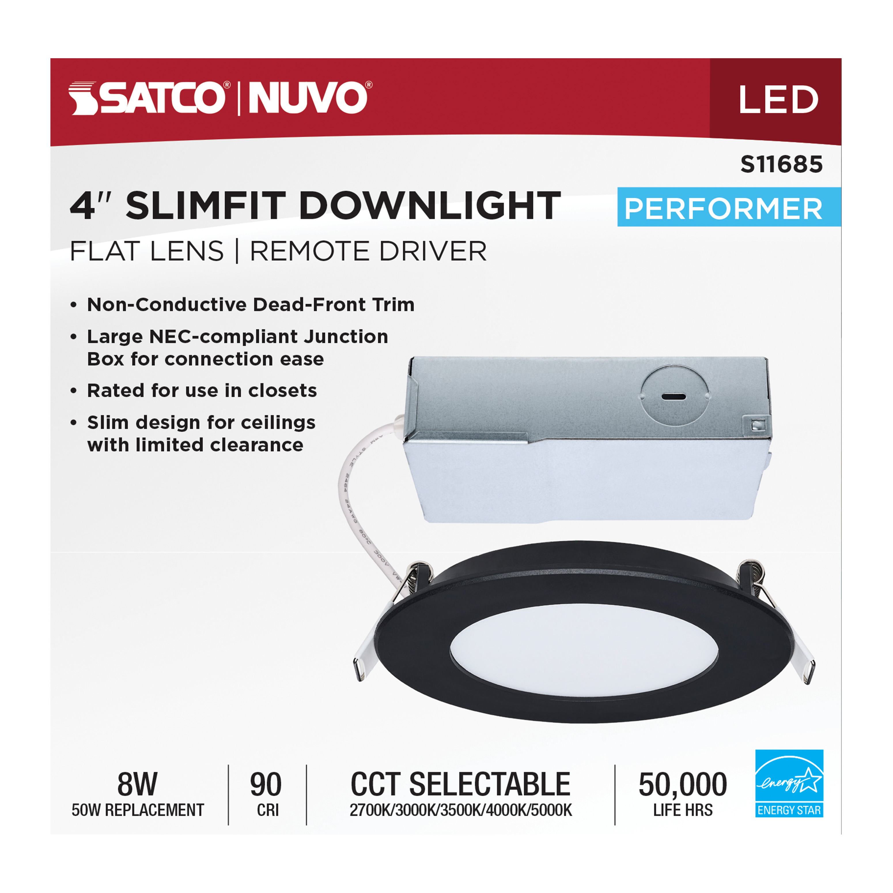 8WLED/DW/4/CCT/RND/FL/RD/BK - S11685