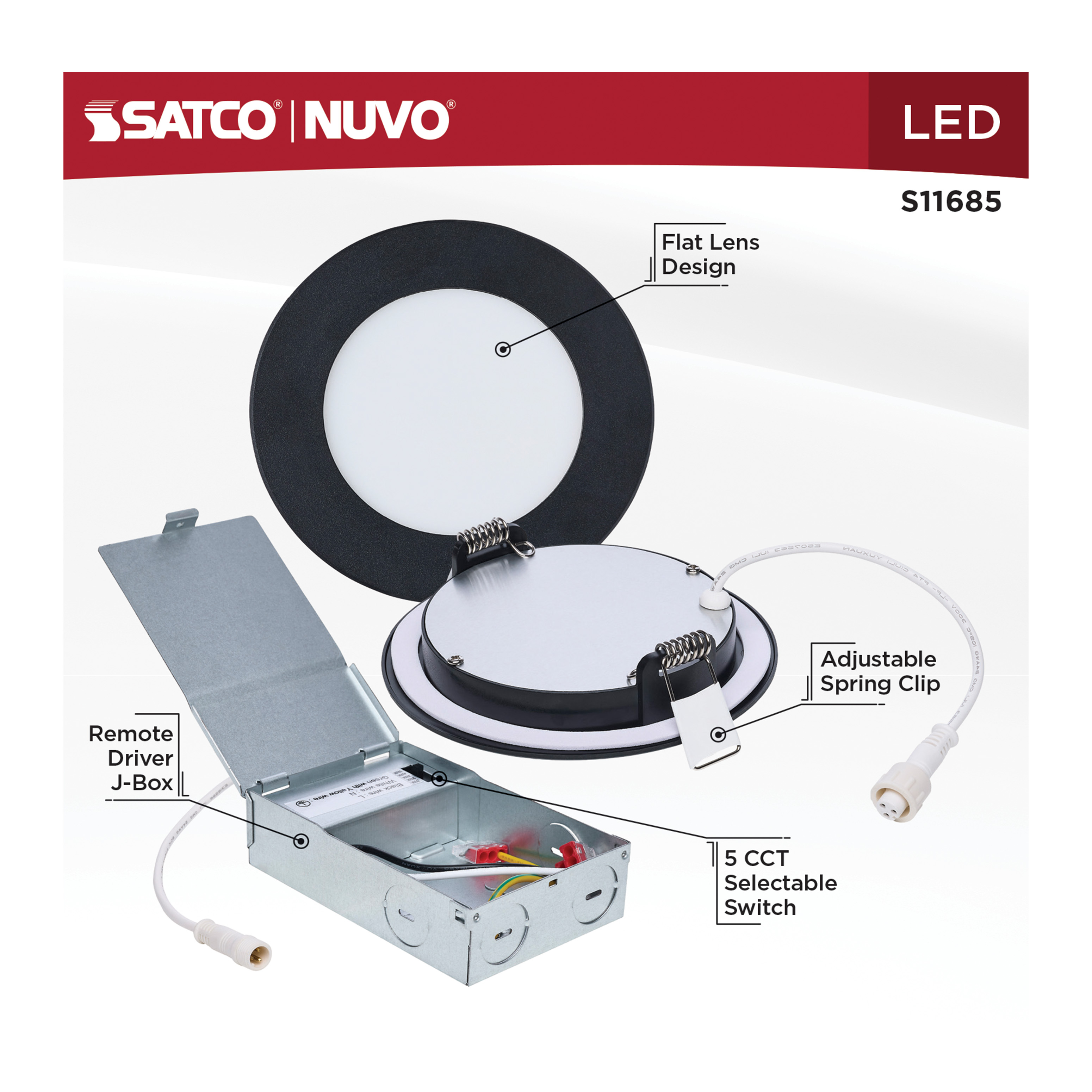 8WLED/DW/4/CCT/RND/FL/RD/BK - S11685