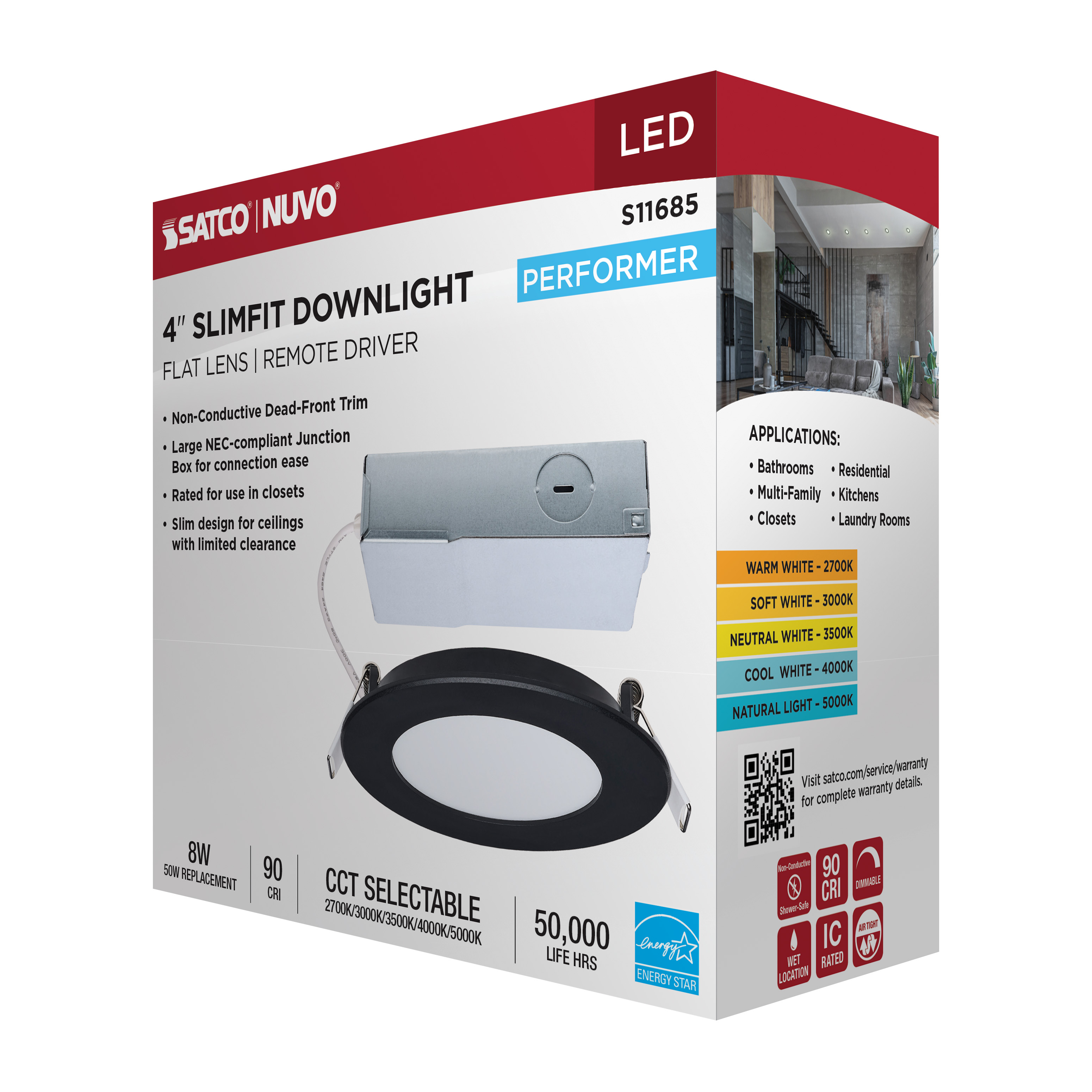 8WLED/DW/4/CCT/RND/FL/RD/BK - S11685