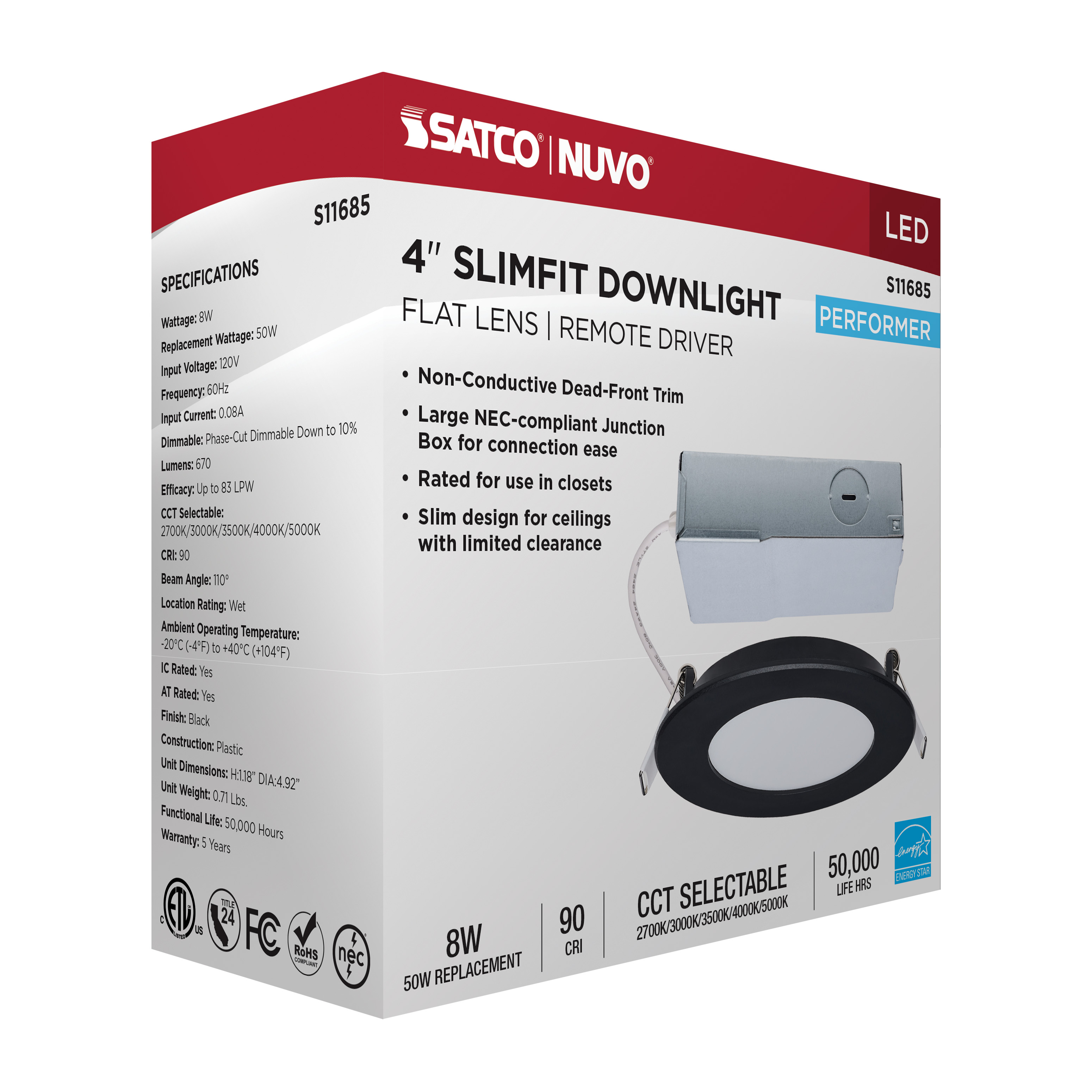 8WLED/DW/4/CCT/RND/FL/RD/BK - S11685