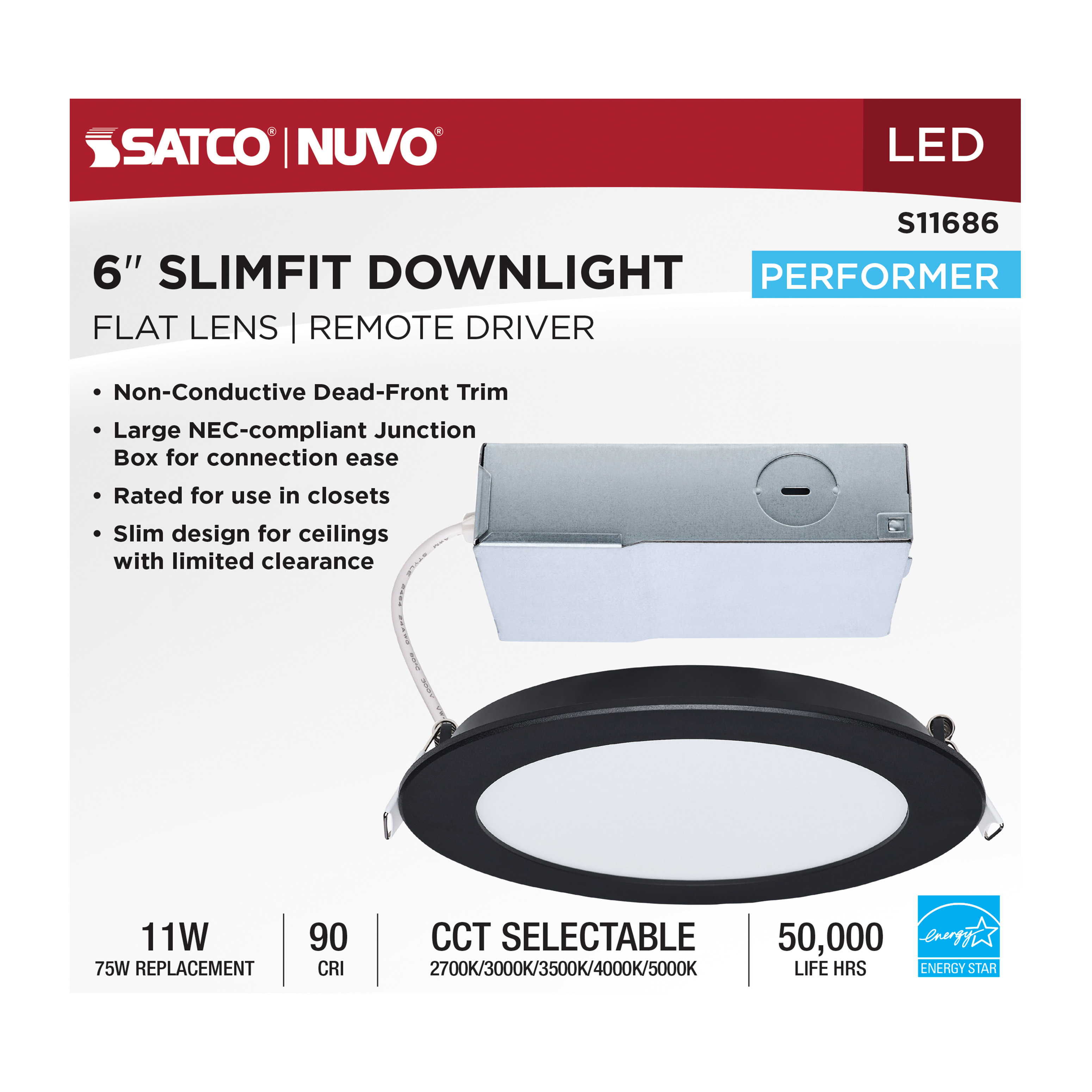 11WLED/DW/6/CCT/RND/FL/RD/BK - S11686