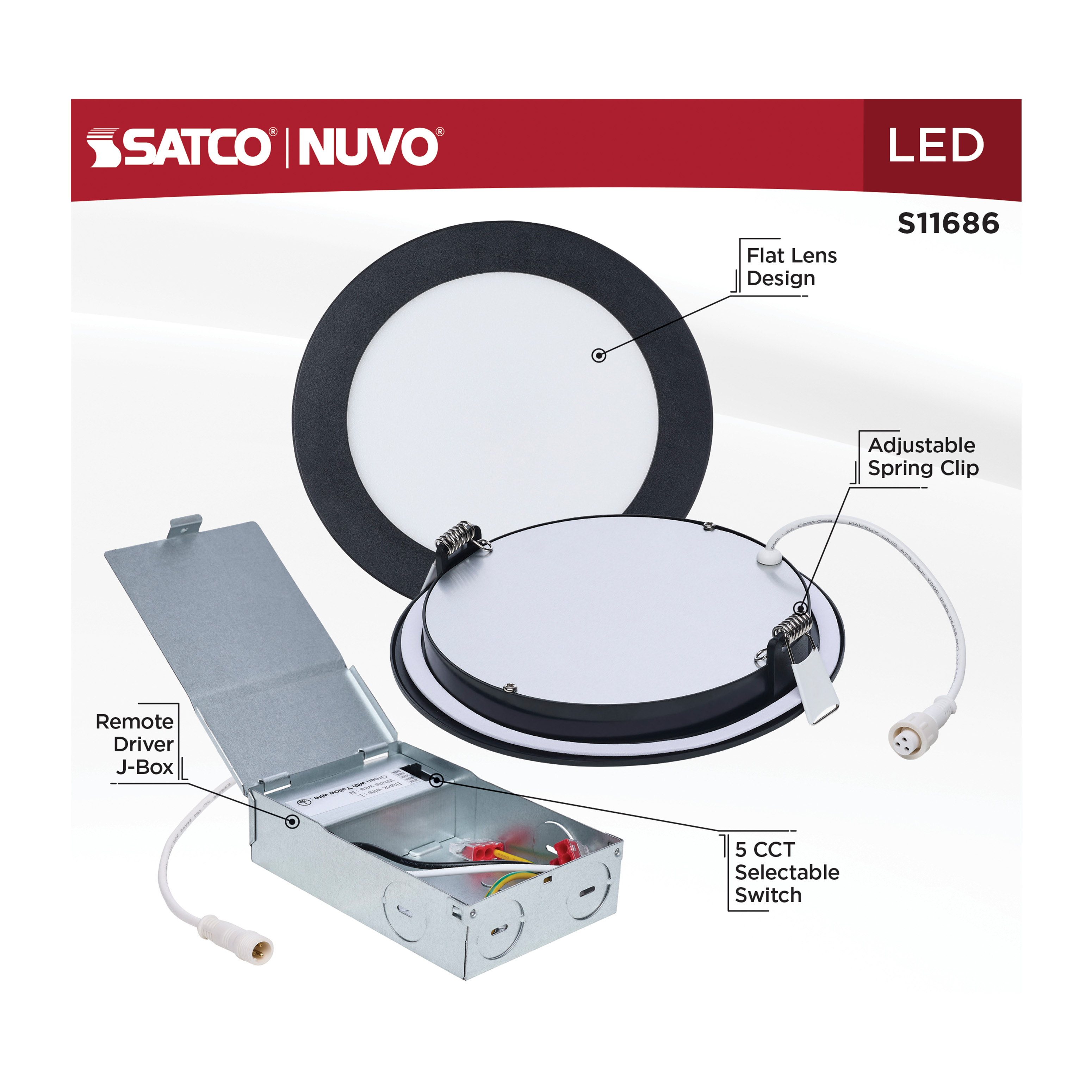 11WLED/DW/6/CCT/RND/FL/RD/BK - S11686