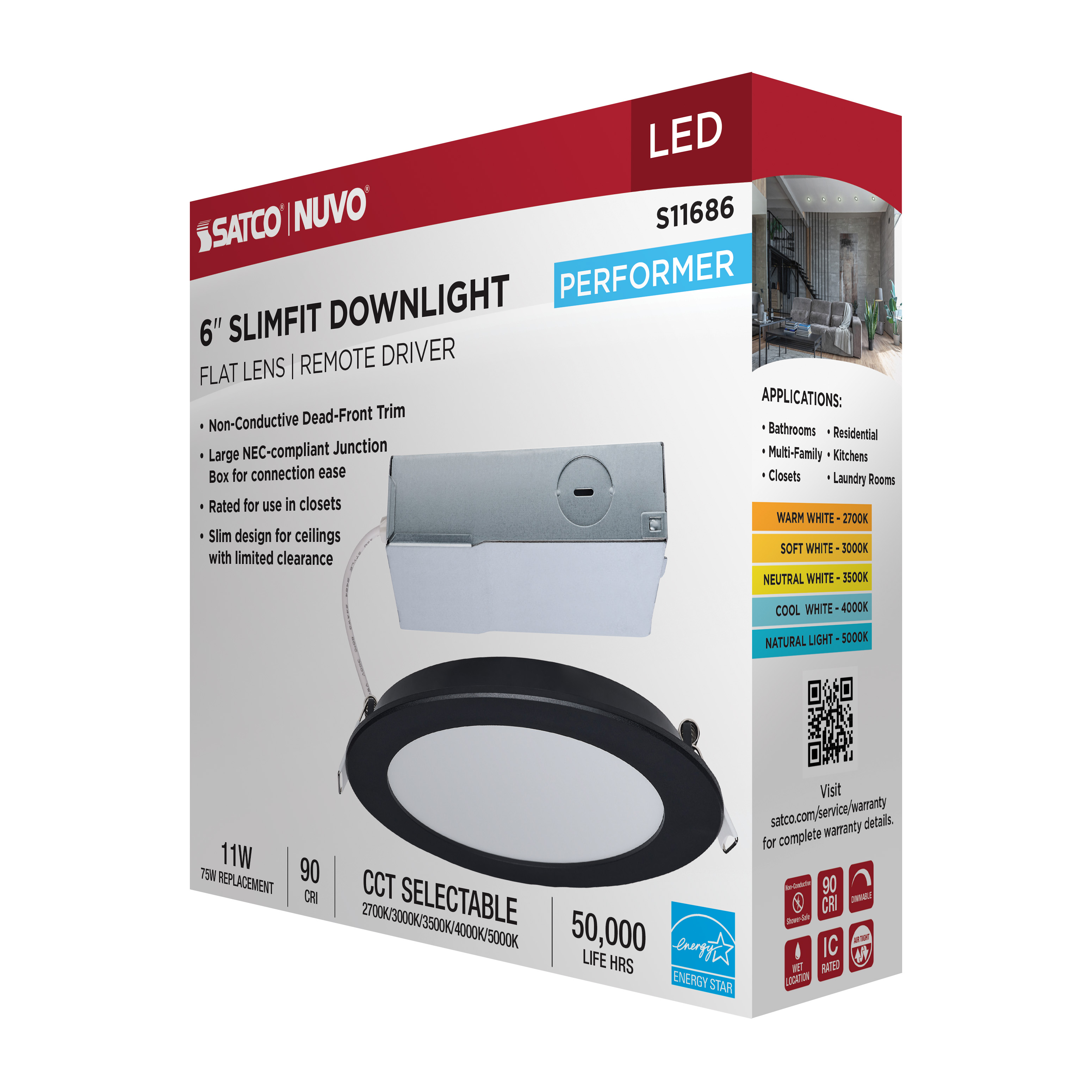 11WLED/DW/6/CCT/RND/FL/RD/BK - S11686