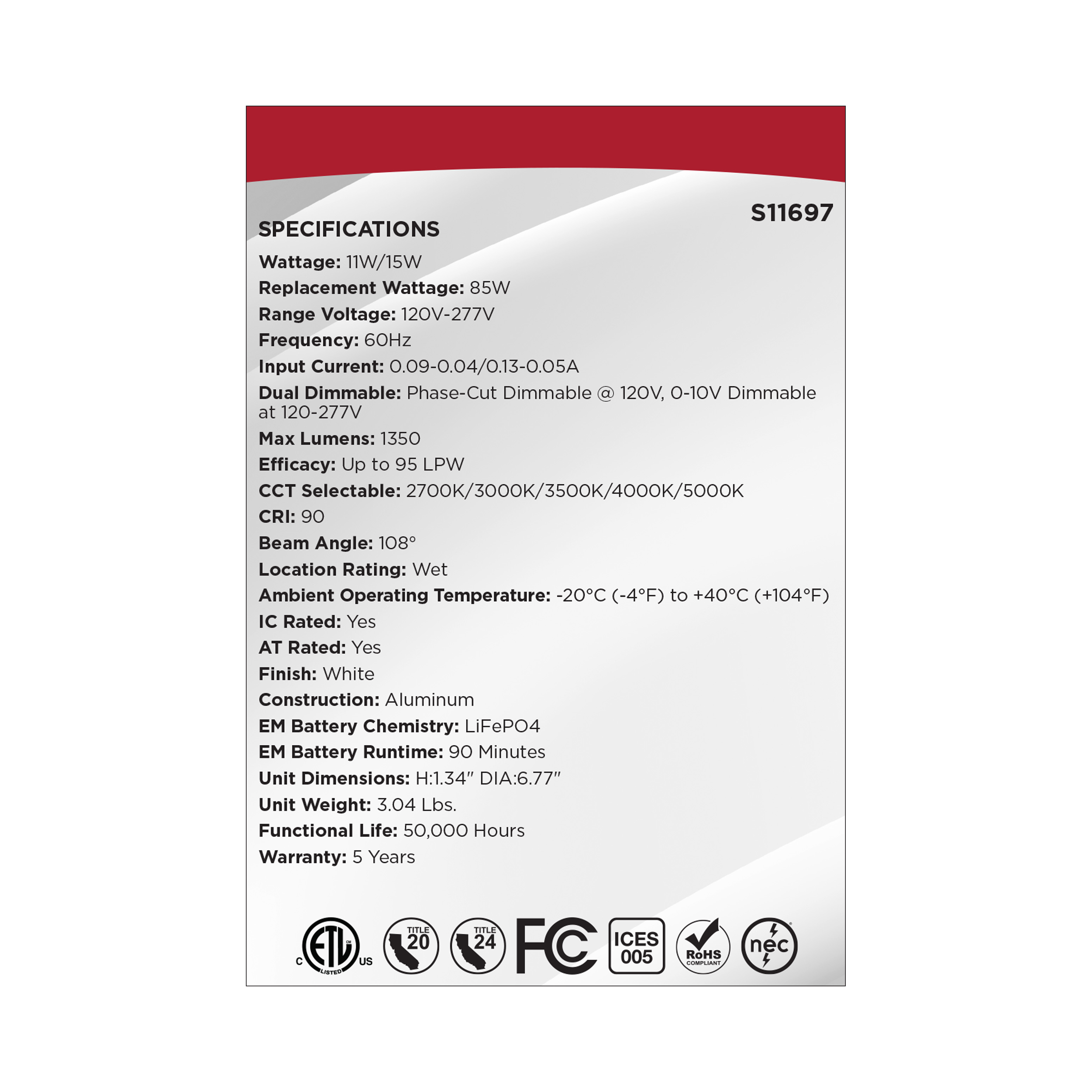 15WLED/DW/6/FS/RND/FL/DD/EM - S11697