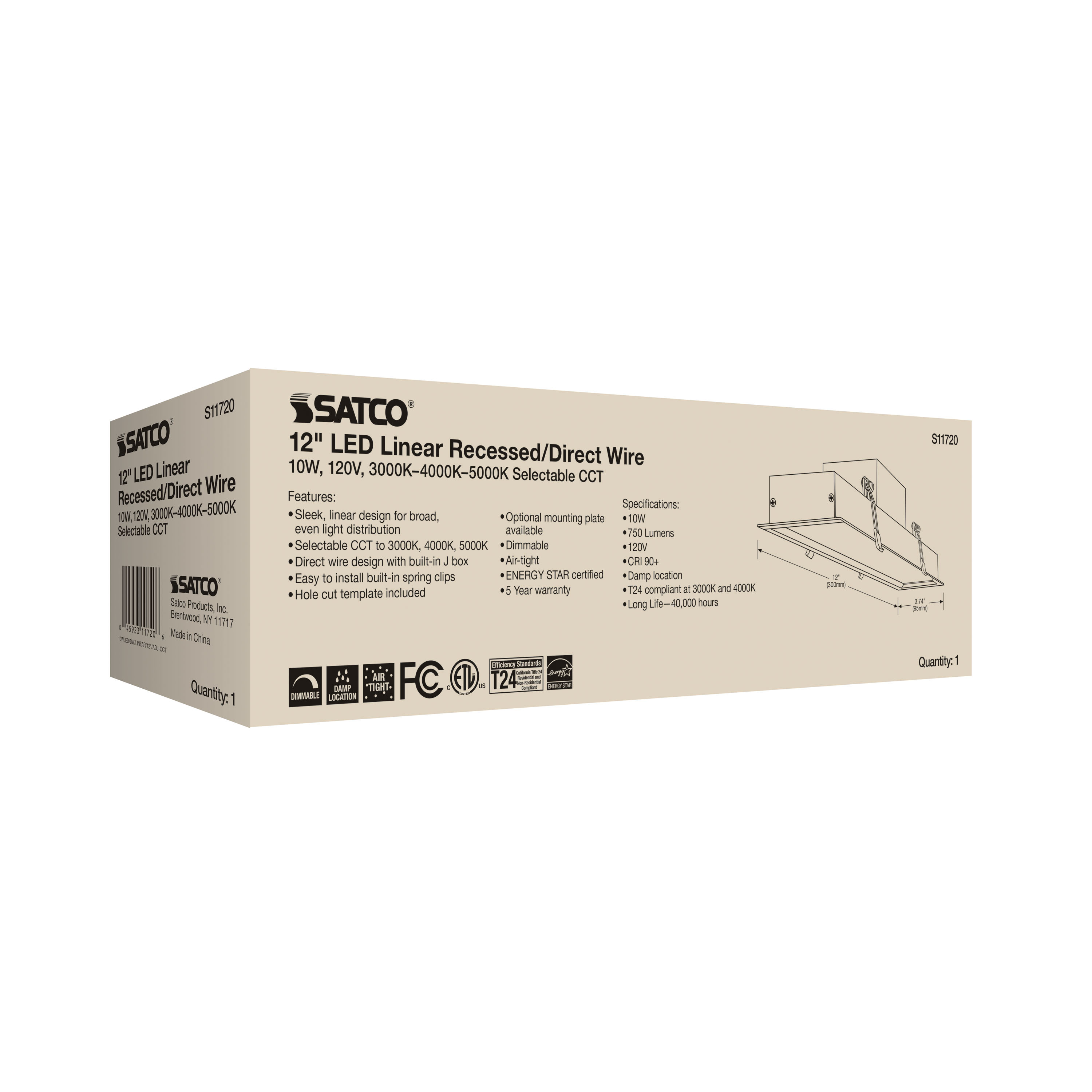 10WLED/DW/LINEAR/12"/ADJ-CCT - S11720