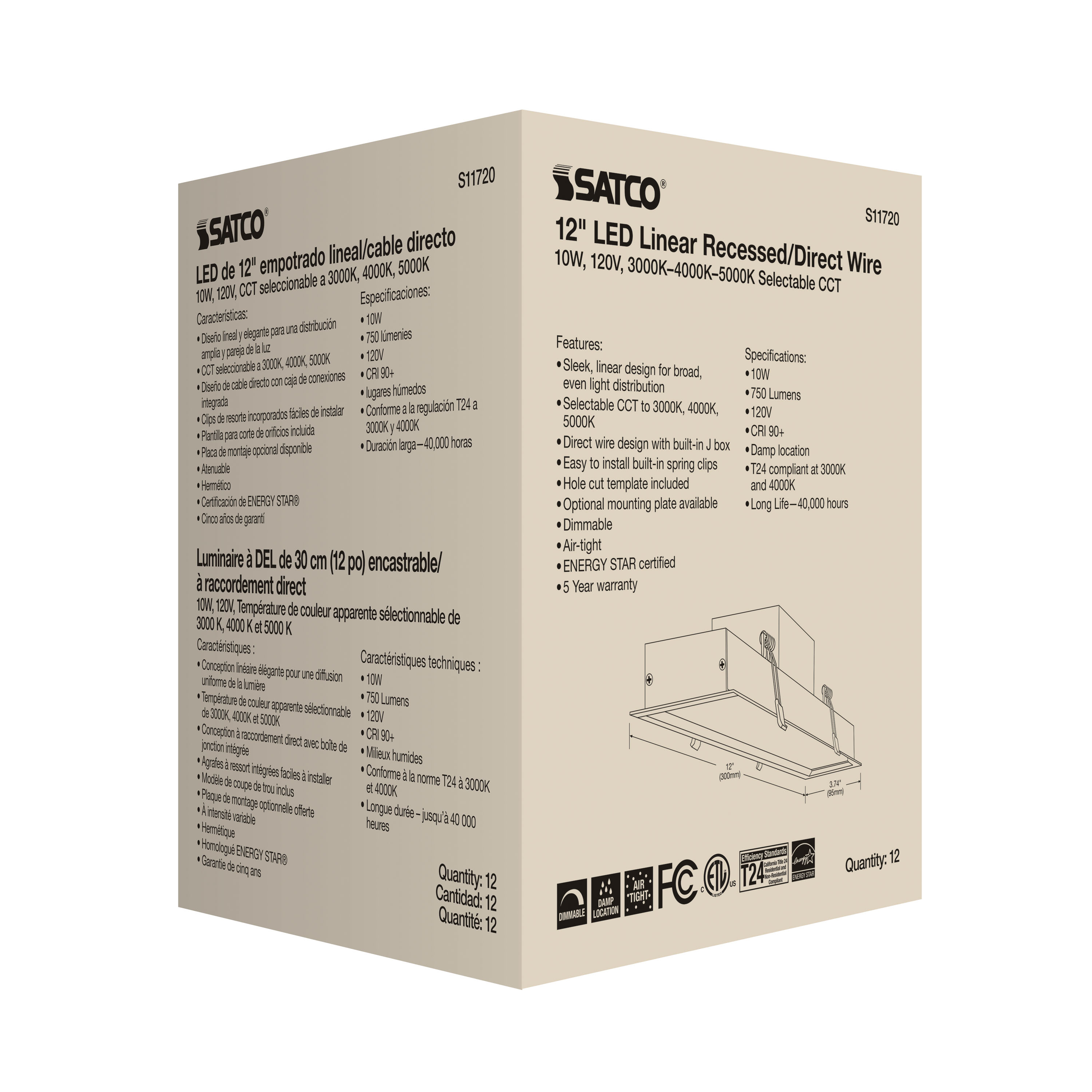 10WLED/DW/LINEAR/12"/ADJ-CCT - S11720