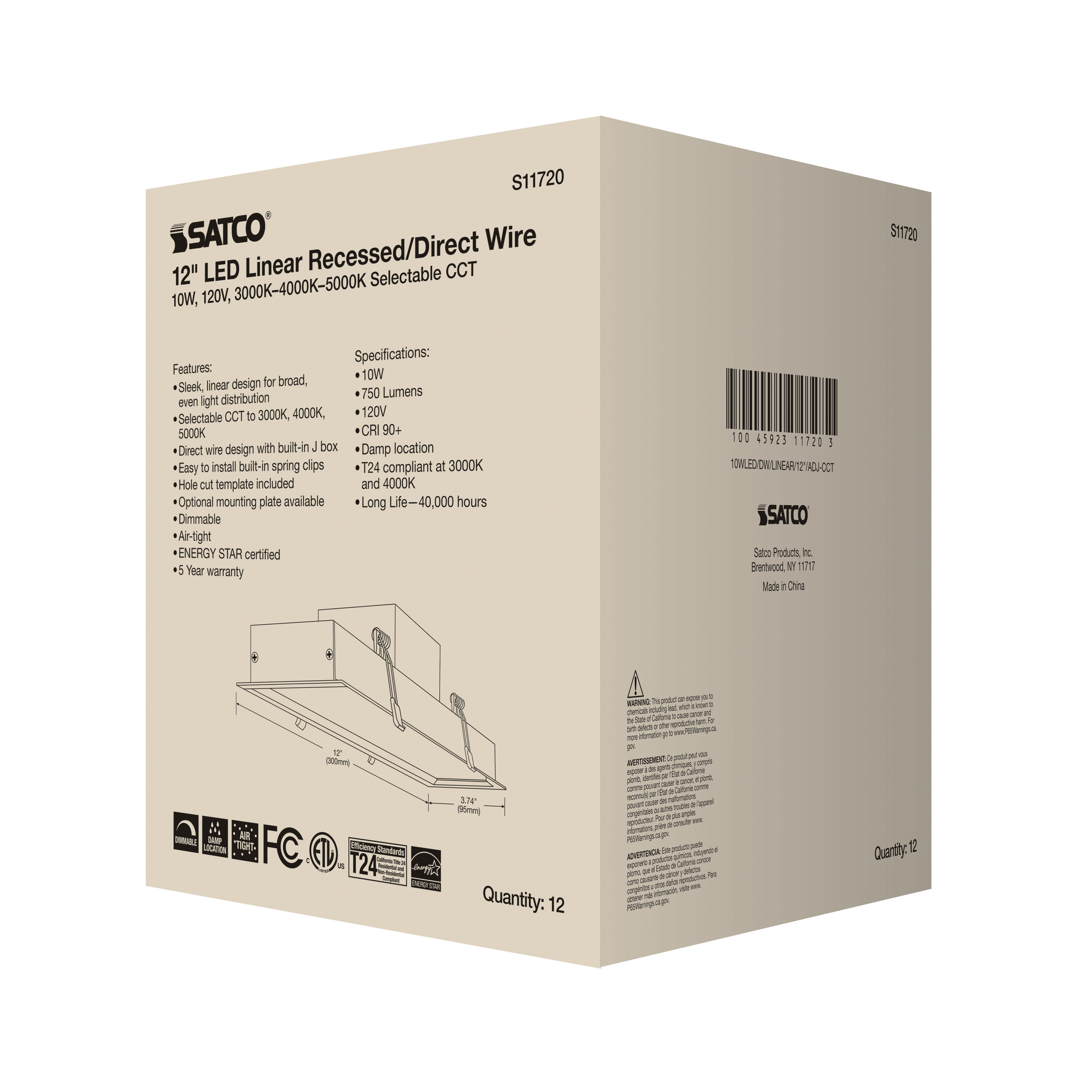 10WLED/DW/LINEAR/12"/ADJ-CCT - S11720