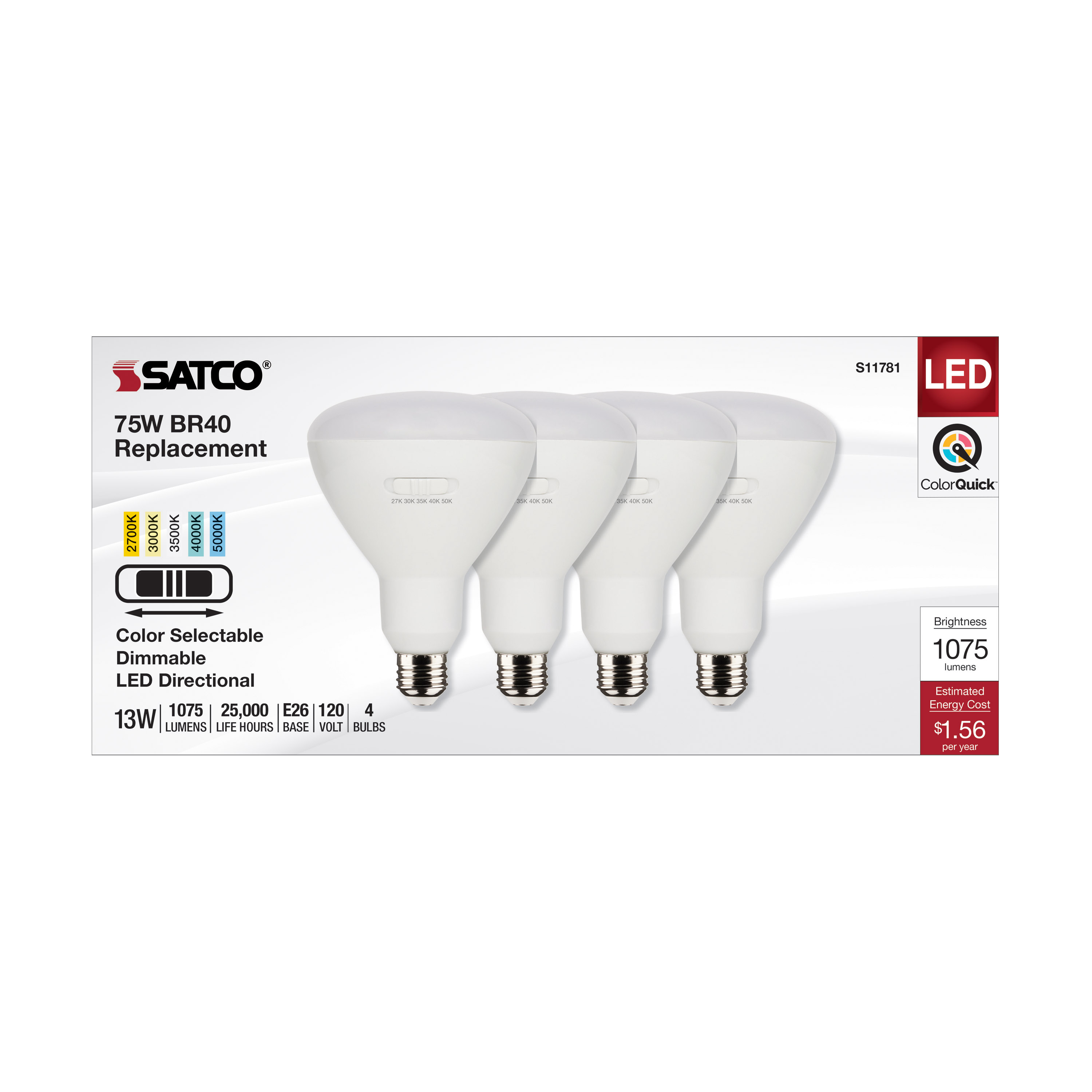 13BR40/LED/5CCT/E26/120V/4PK - S11781