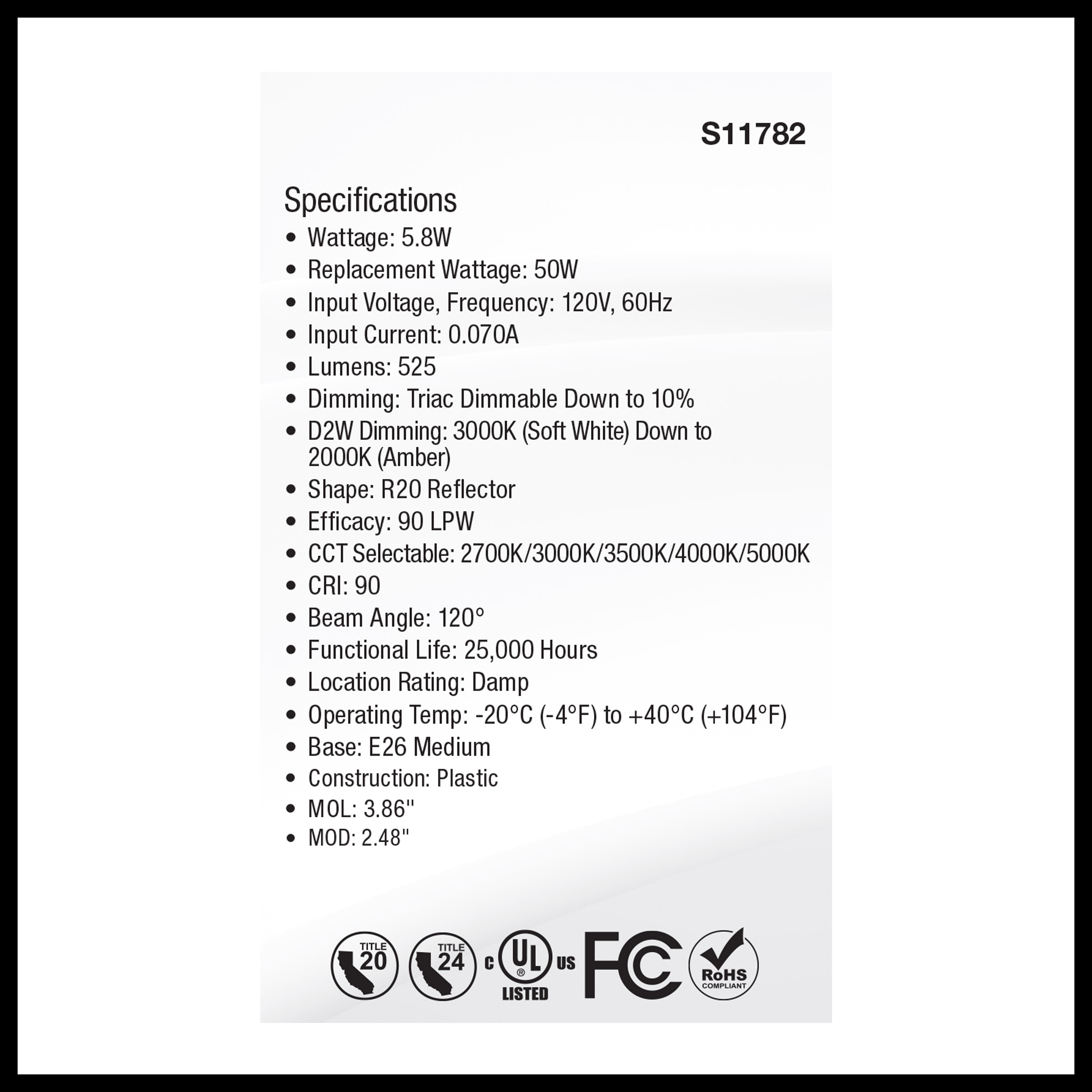 5.8R20/LED/5CCT/WD/120V - S11782