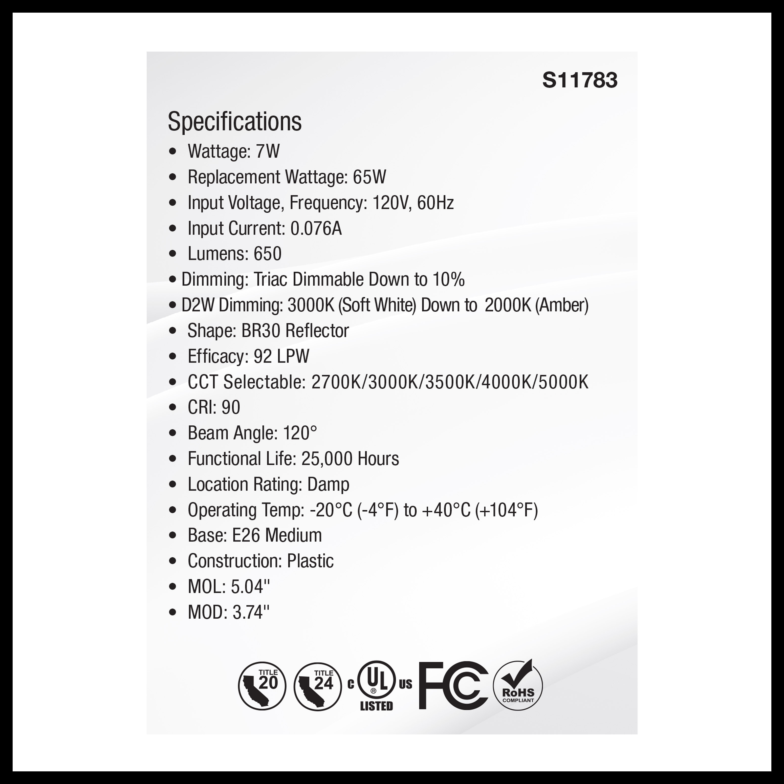7BR30/LED/5CCT/WD/120V - S11783