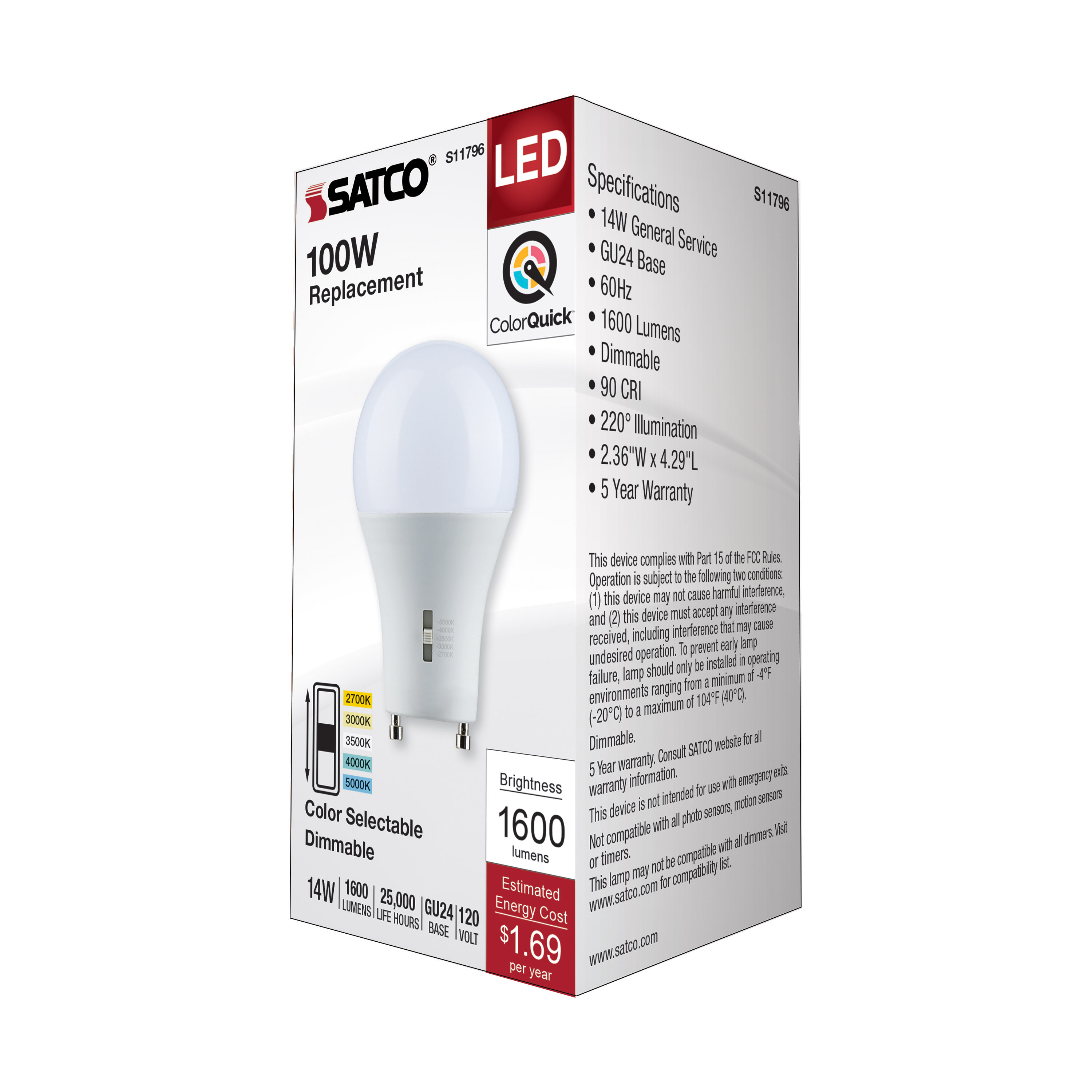 14A19/LED/5CCT/GU24/120V - S11796