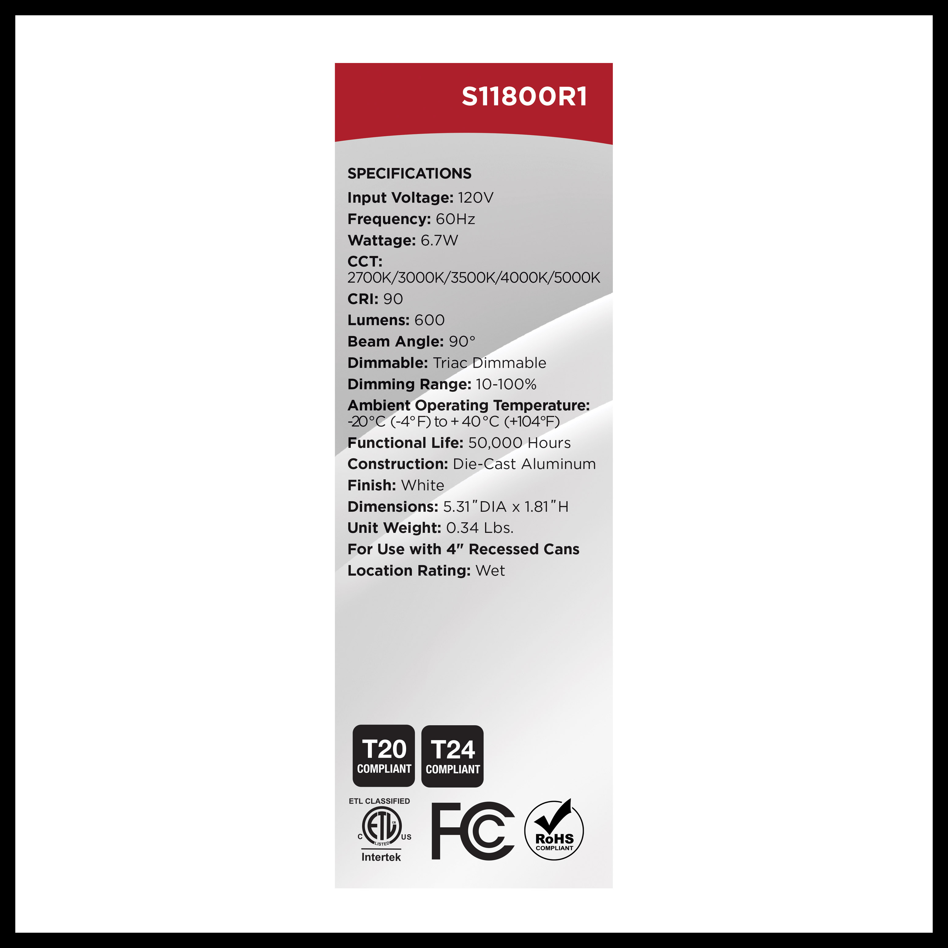 6.7WLED/RDL/4/5CCT-SEL/RD - S11800R1