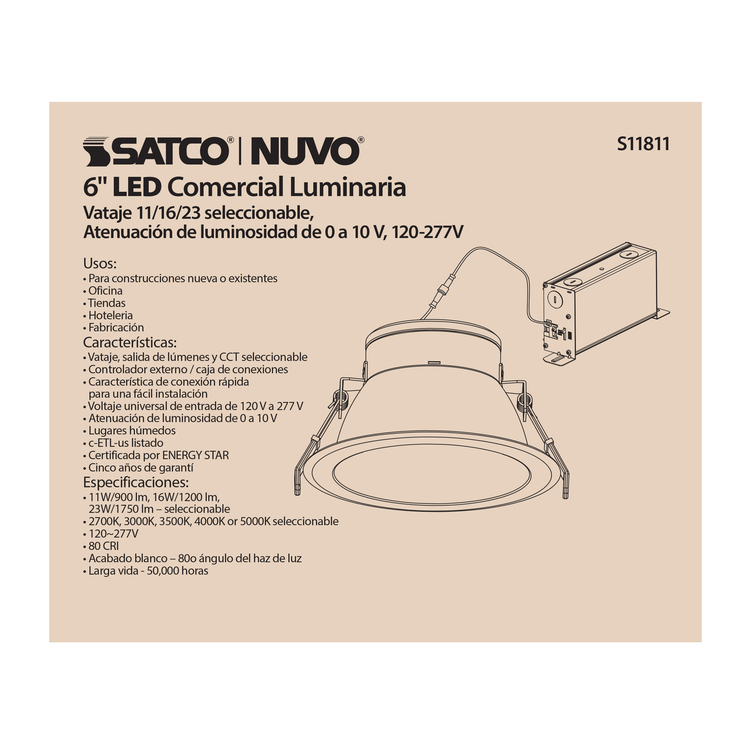 23WLED/CDL/6/ADJ-CCT/80D - S11811