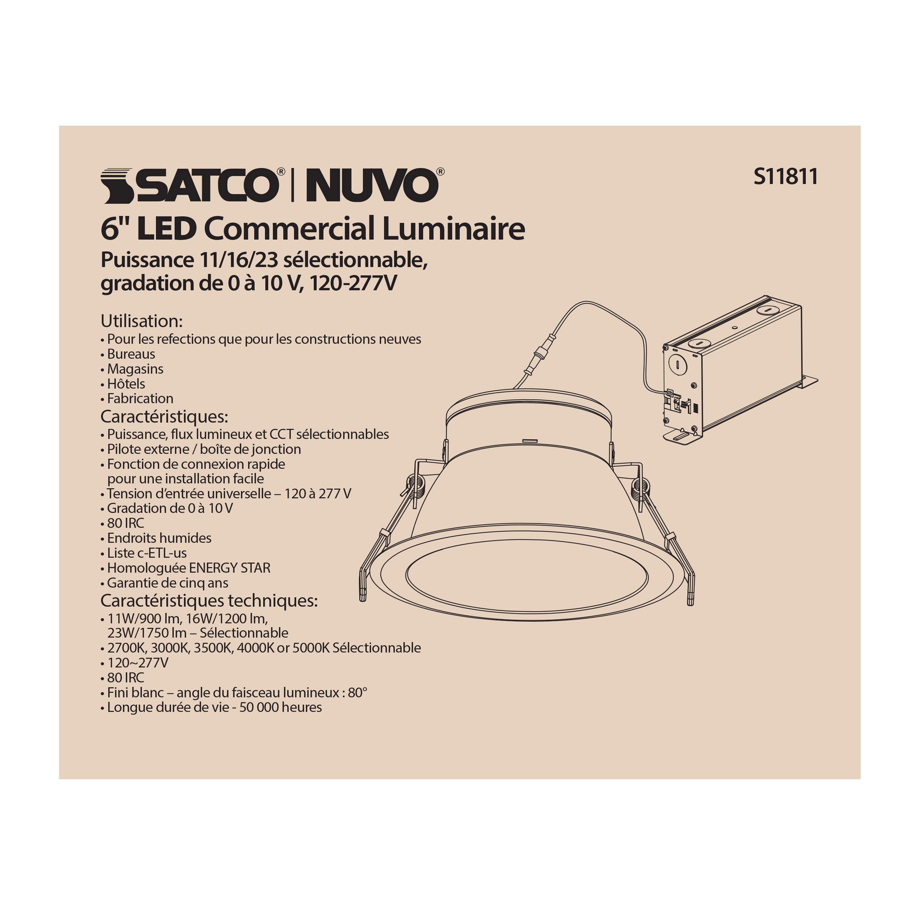 23WLED/CDL/6/ADJ-CCT/80D - S11811