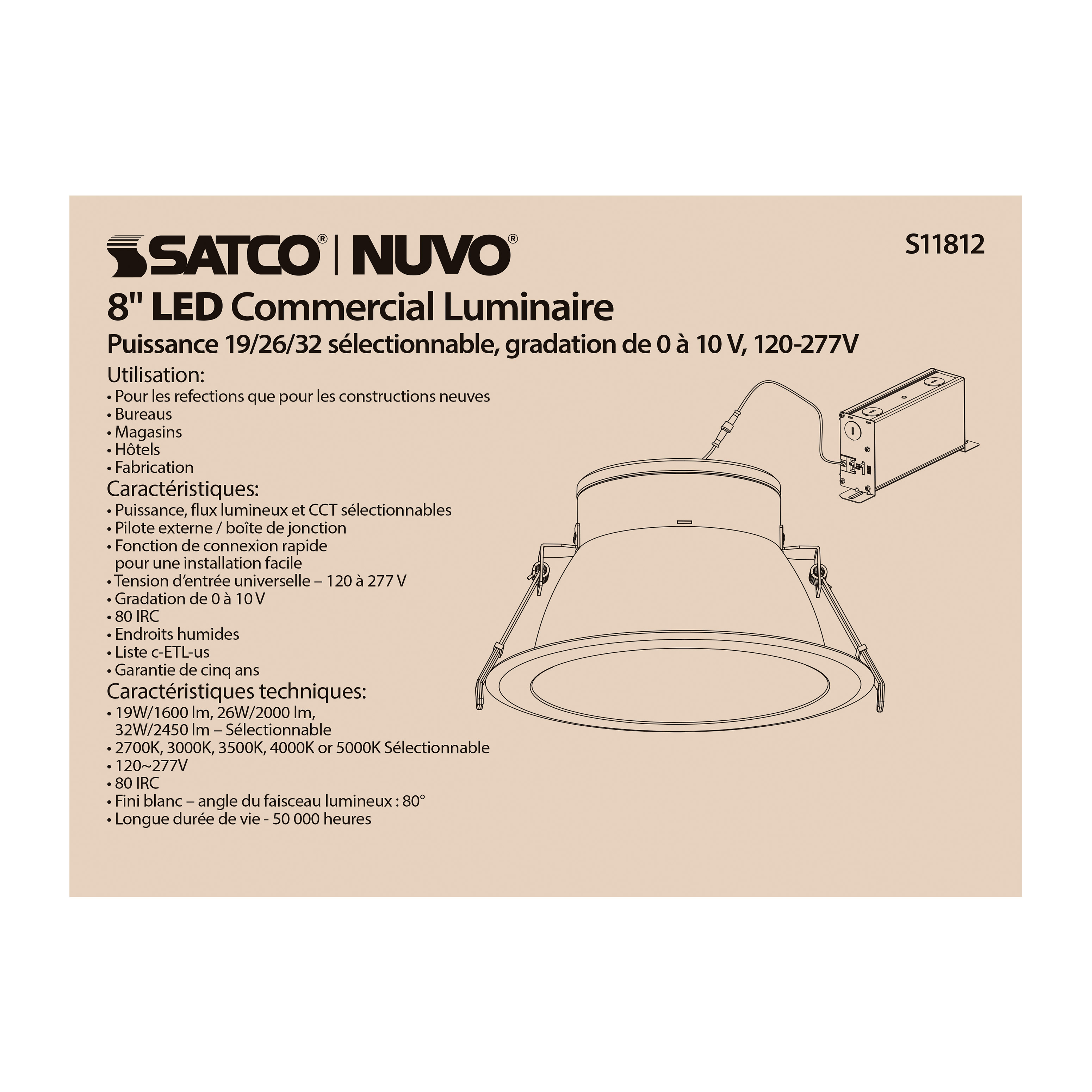 32WLED/CDL/8/ADJ-CCT/80D - S11812