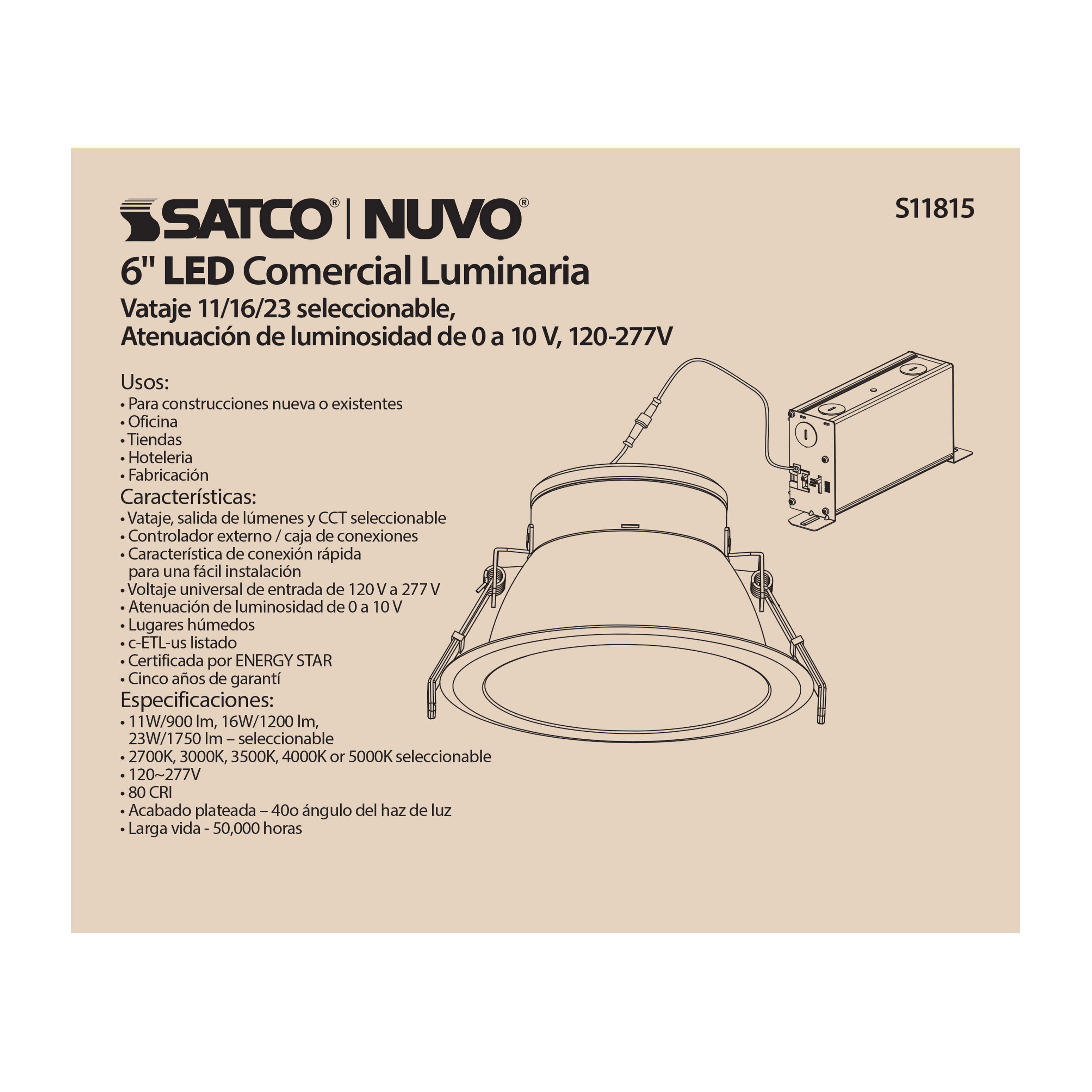 23WLED/CDL/6/ADJ-CCT/40D - S11815