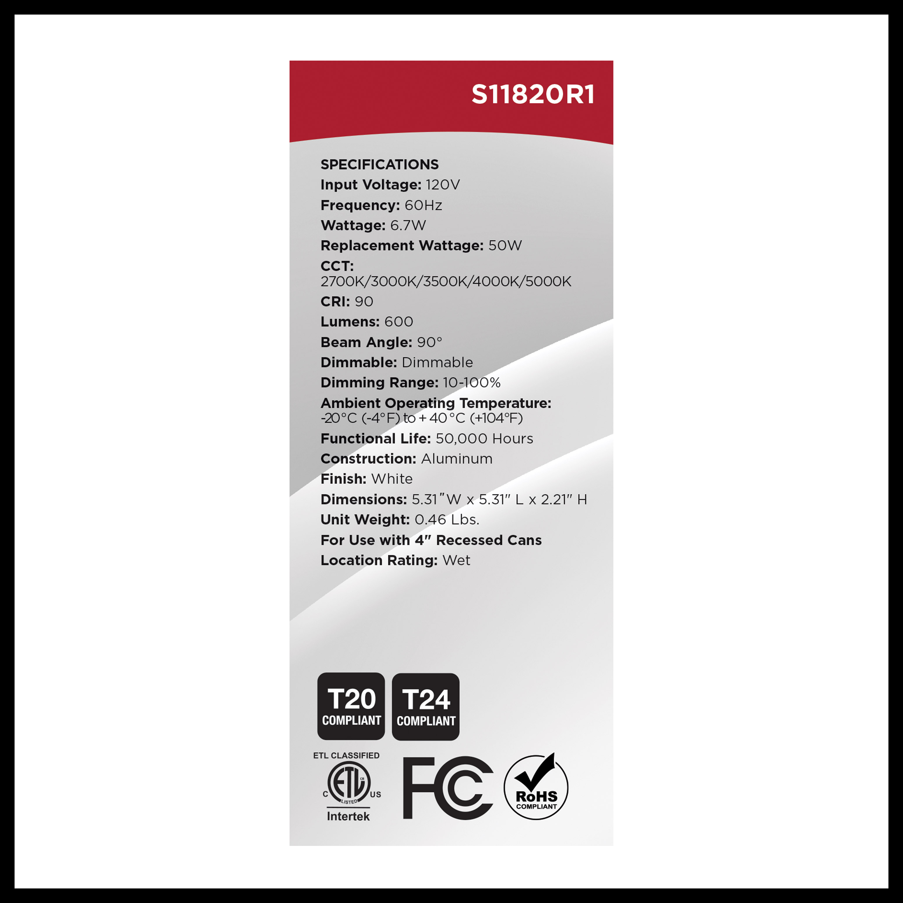 6.7WLED/RDL/4/5CCT-SEL/SQ - S11820R1