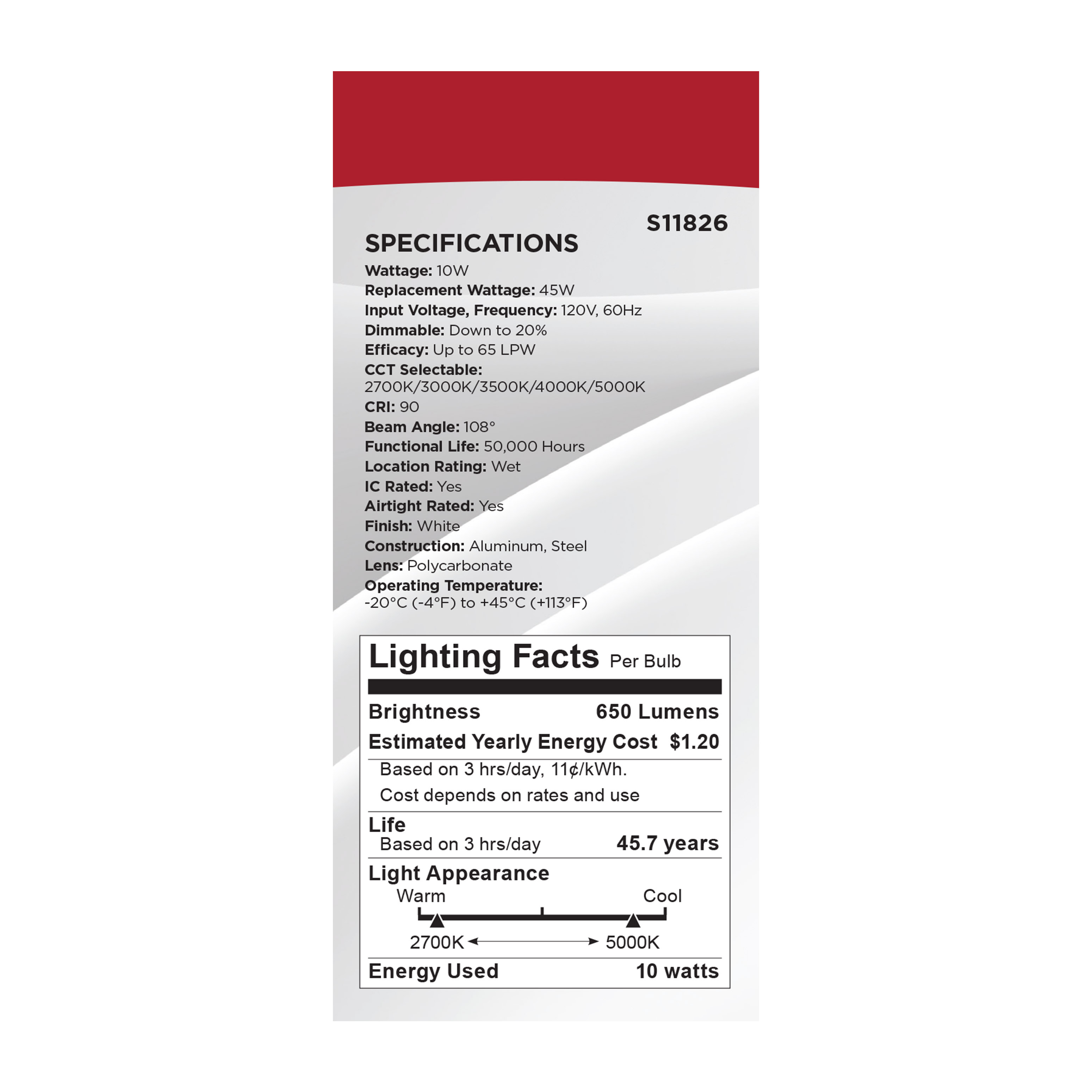 10WLED/DW/EL/4/CCT-SEL/RND/RD - S11826